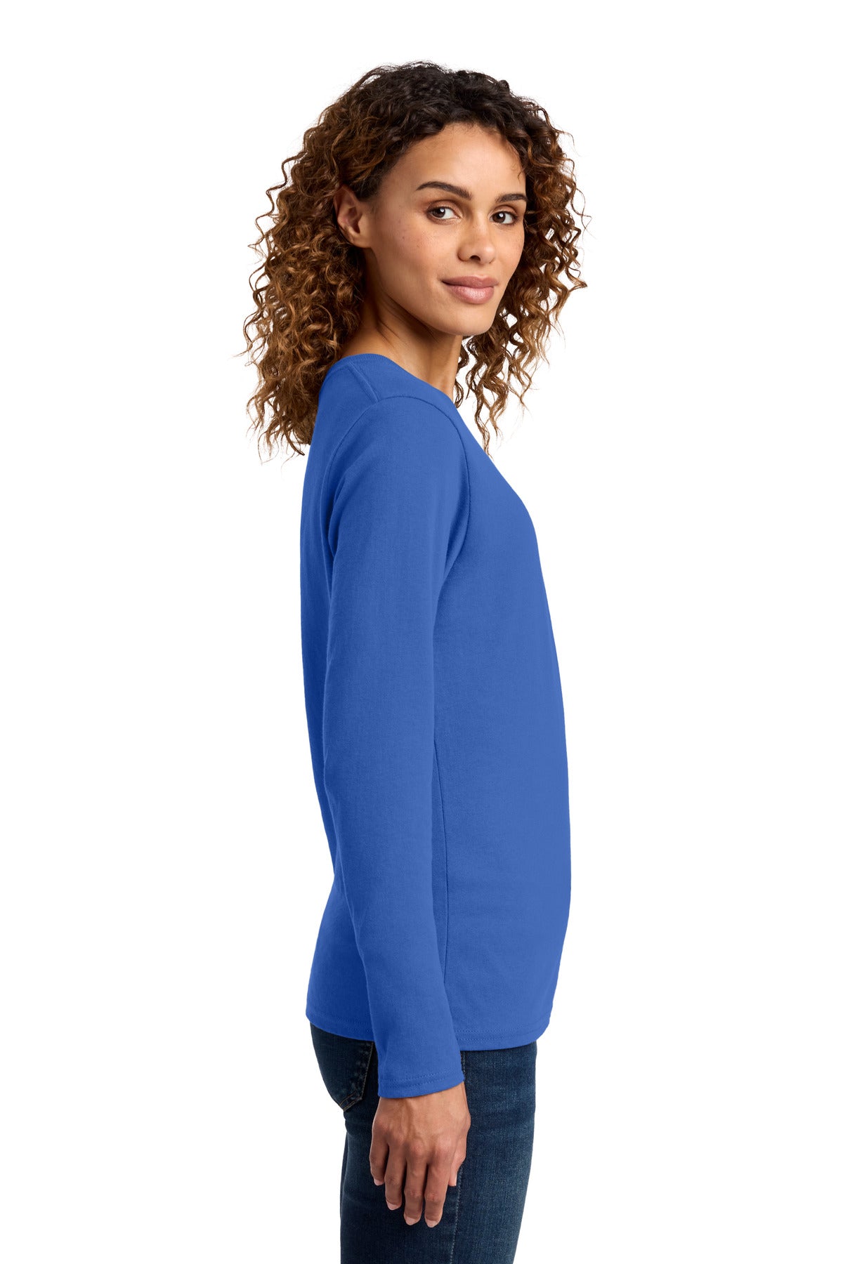 Port & Co Women's Long Sleeve Core Cotton Tee. LPC54LS - Royal - side
