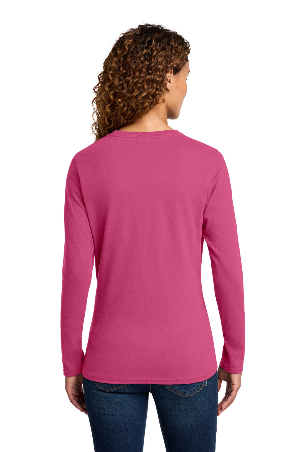 Port & Co Women's Long Sleeve Core Cotton Tee. LPC54LS - Sangria - back