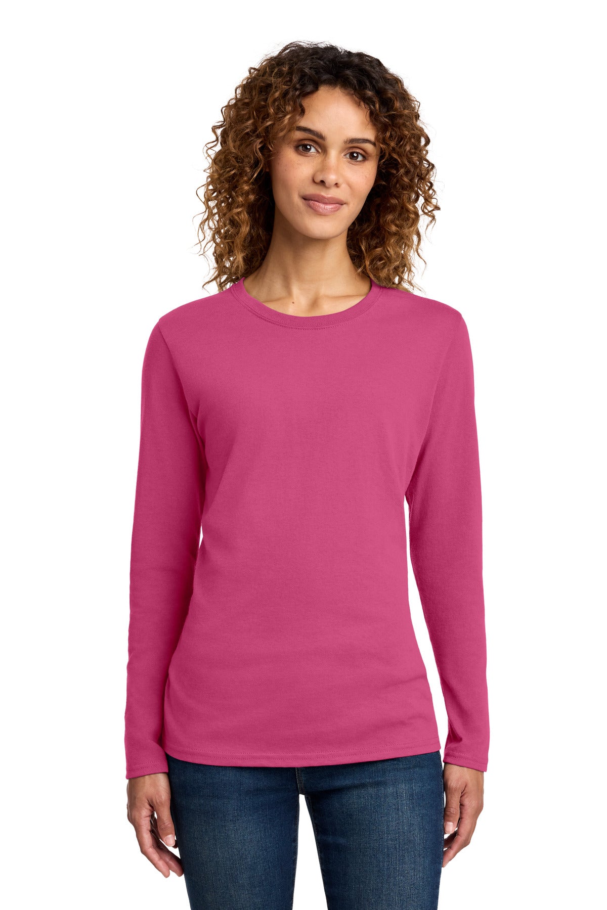 Port & Co Women's Long Sleeve Core Cotton Tee. LPC54LS - Sangria - front