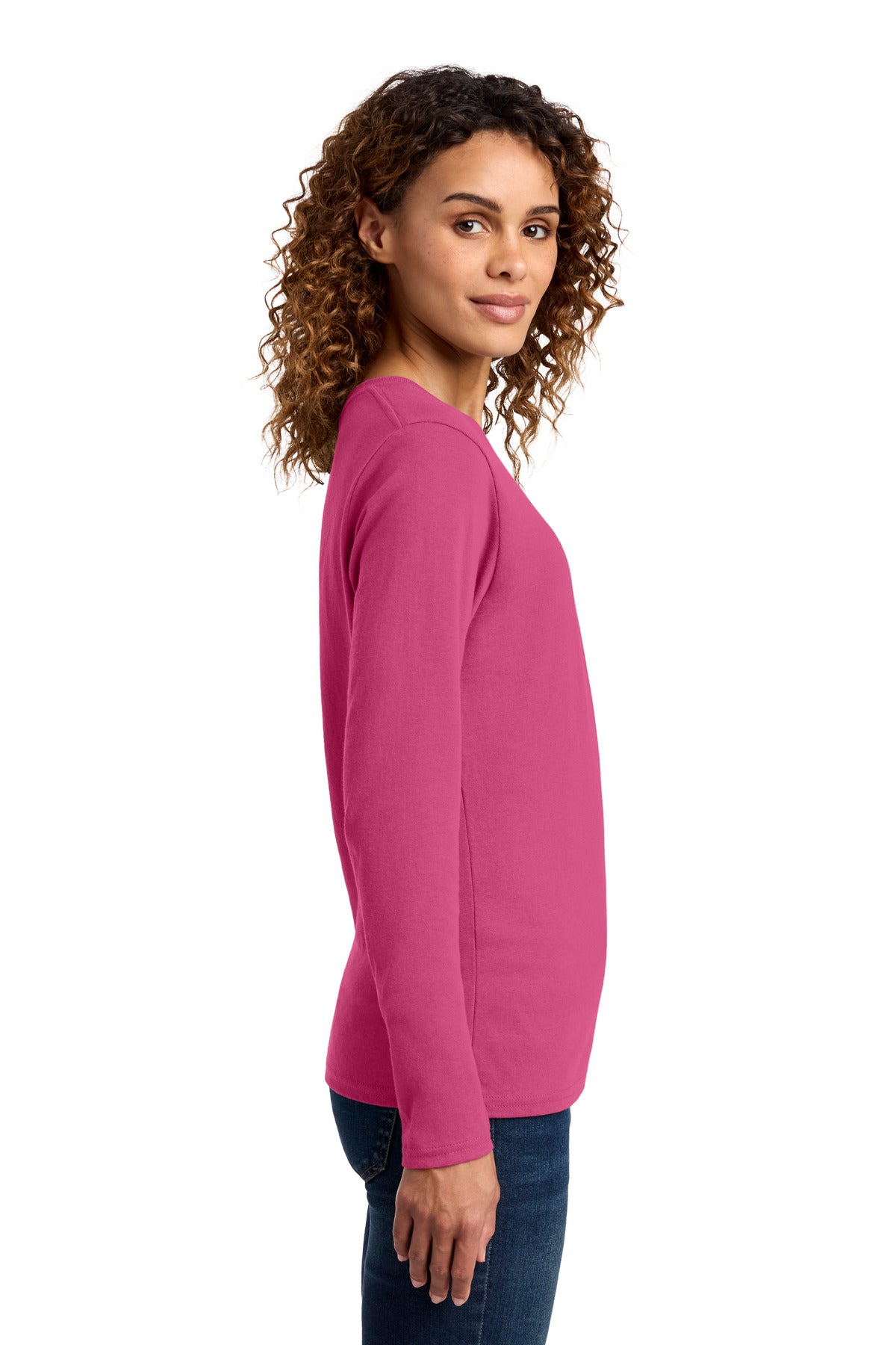 Port & Co Women's Long Sleeve Core Cotton Tee. LPC54LS - Sangria - side