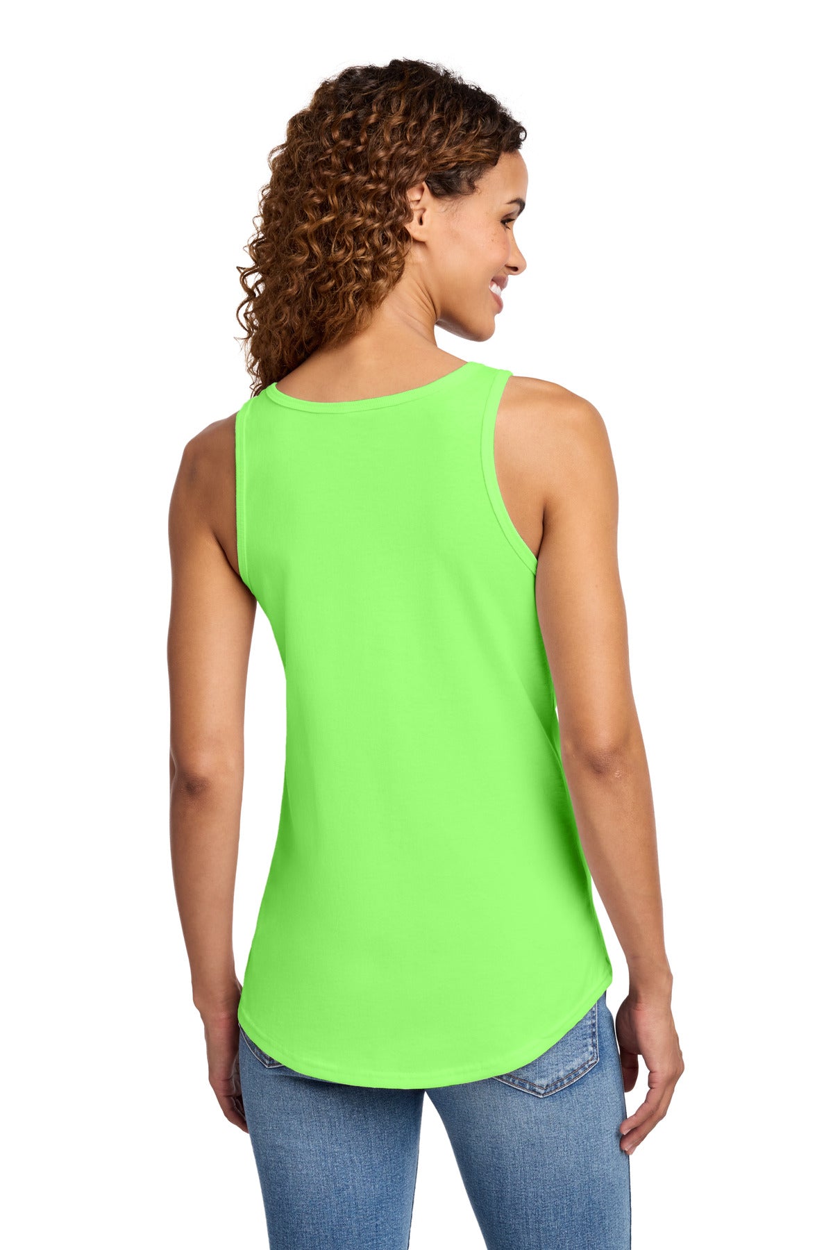 Port & Co Women's Core Cotton Tank Top. LPC54TT - Neon Green - back