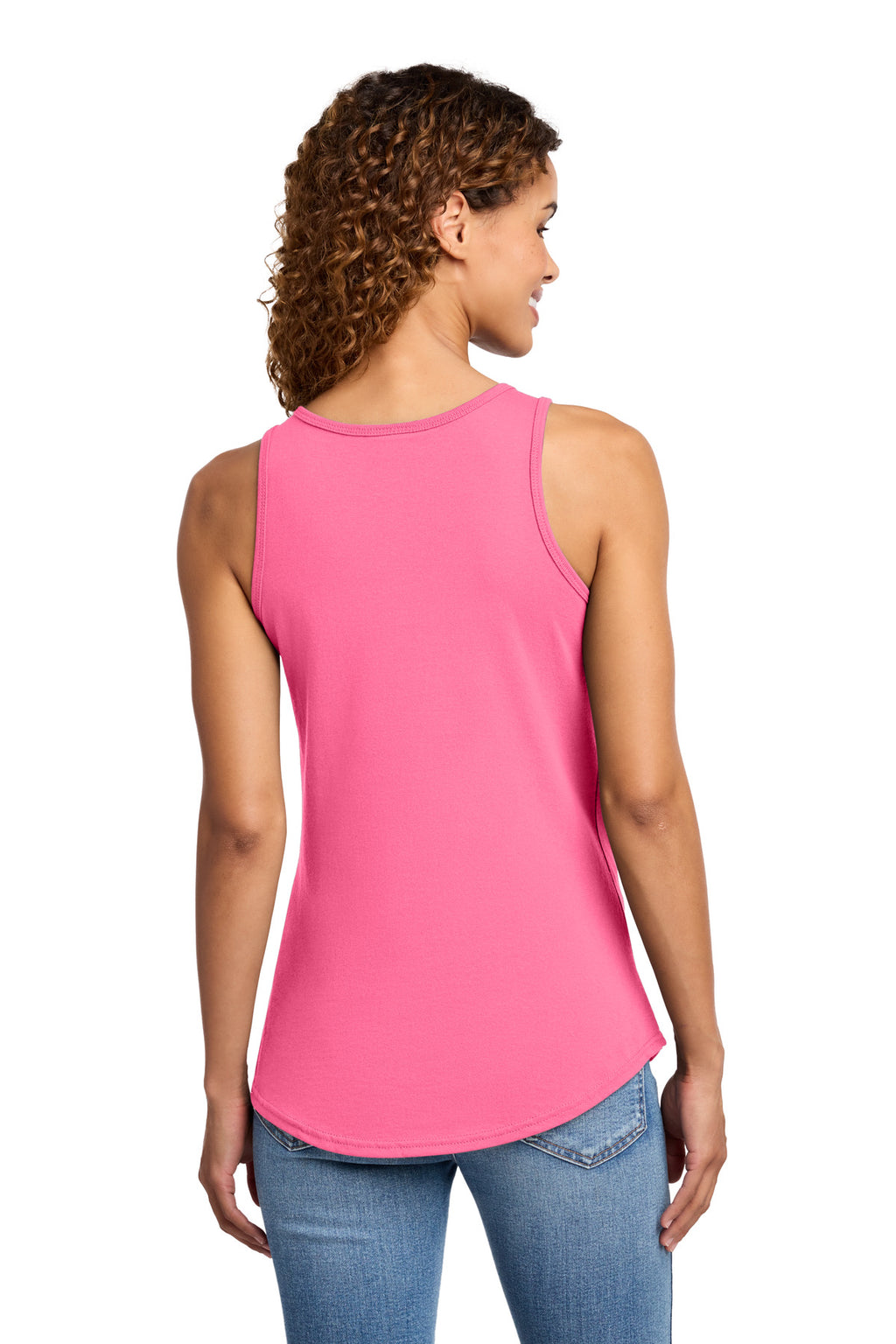 Port & Co Women's Core Cotton Tank Top. LPC54TT - Neon Pink - back