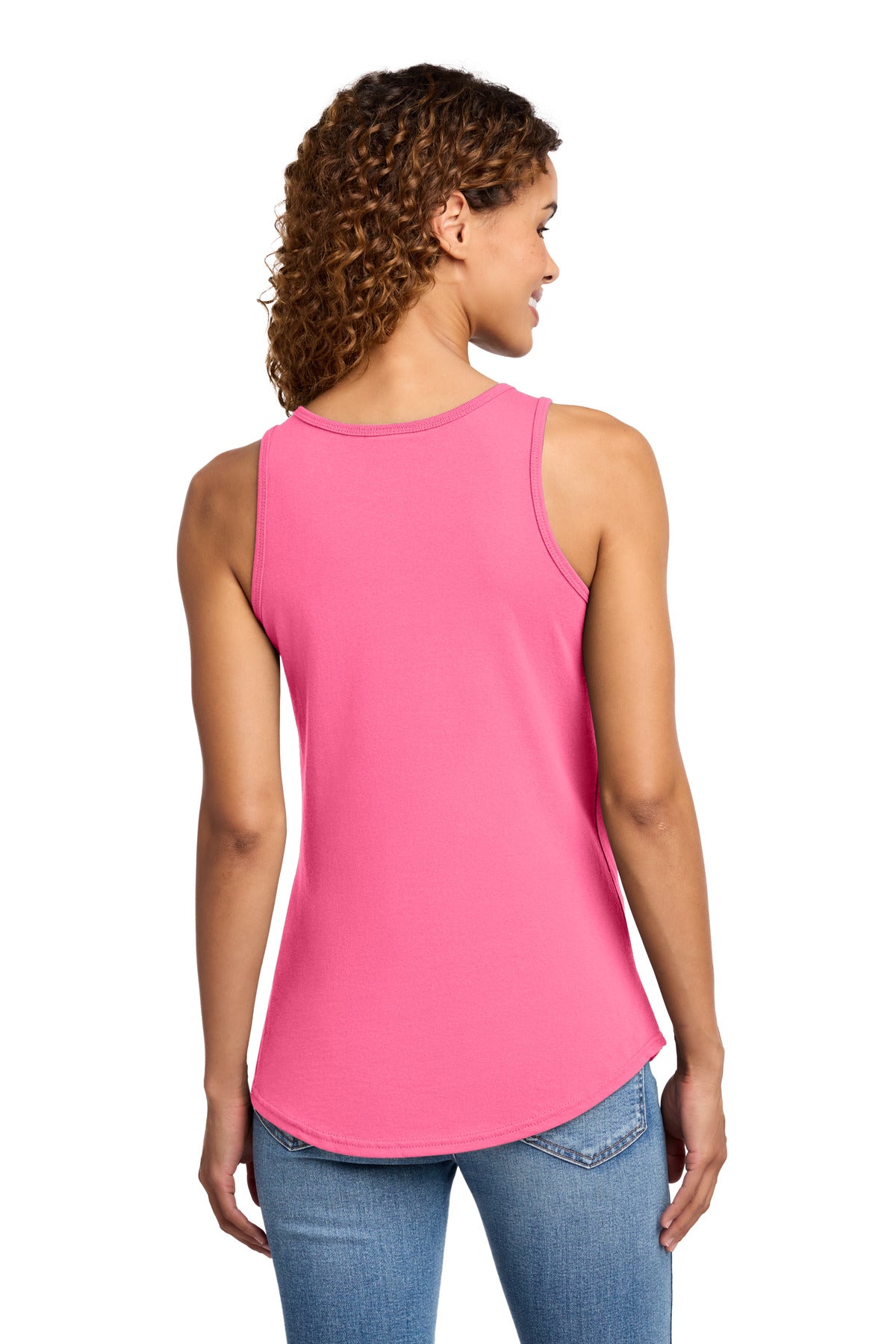 Port & Co Women's Core Cotton Tank Top. LPC54TT - Neon Pink - back