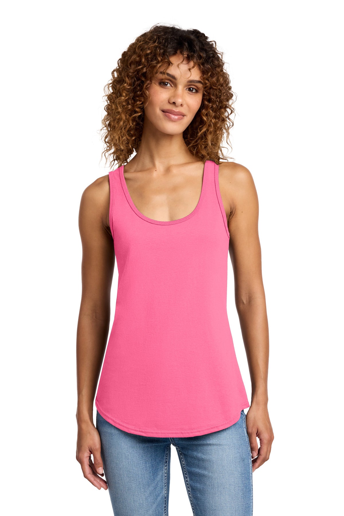 Port & Co Women's Core Cotton Tank Top. LPC54TT - Neon Pink - front