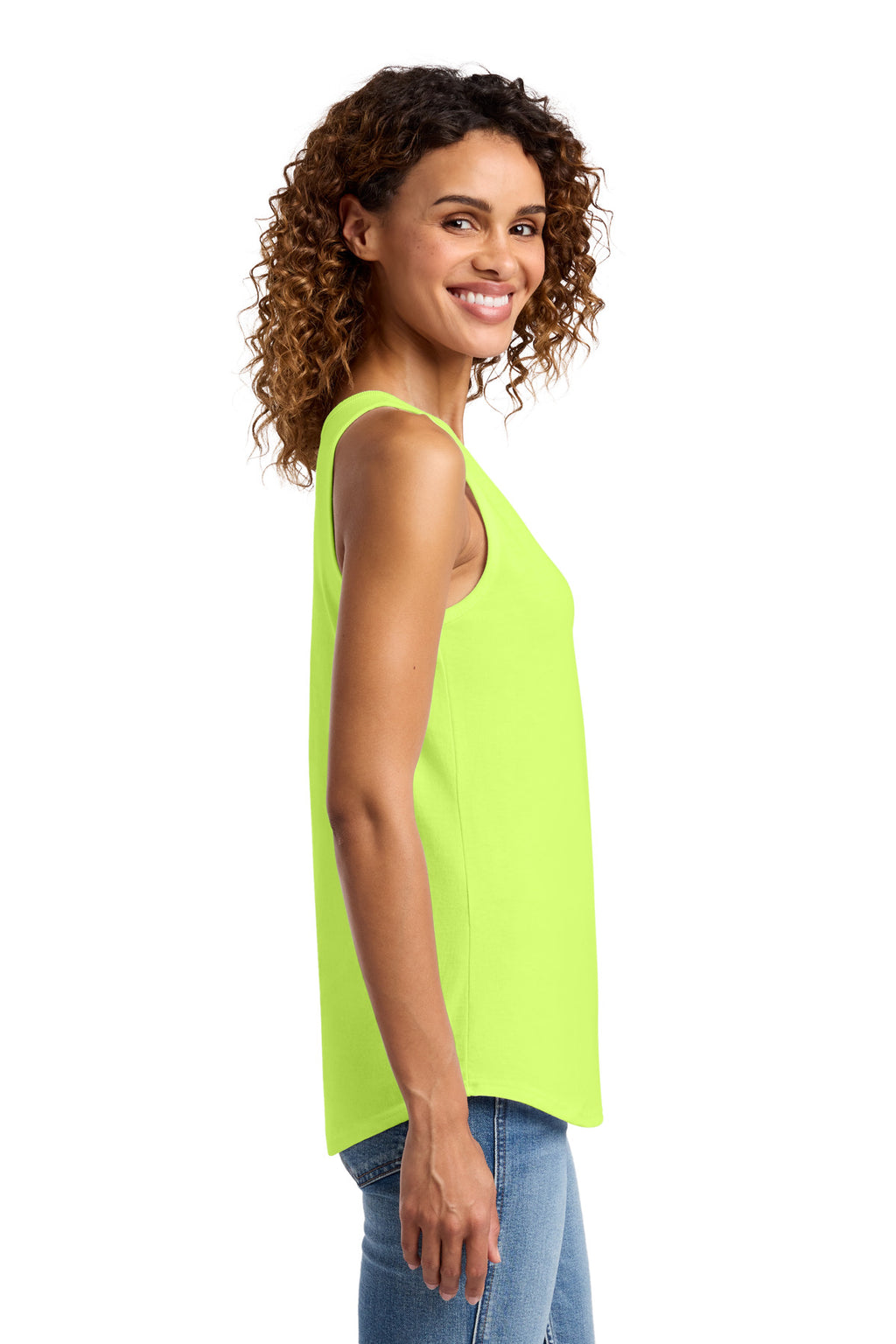 Port & Co Women's Core Cotton Tank Top. LPC54TT - Neon Yellow - side