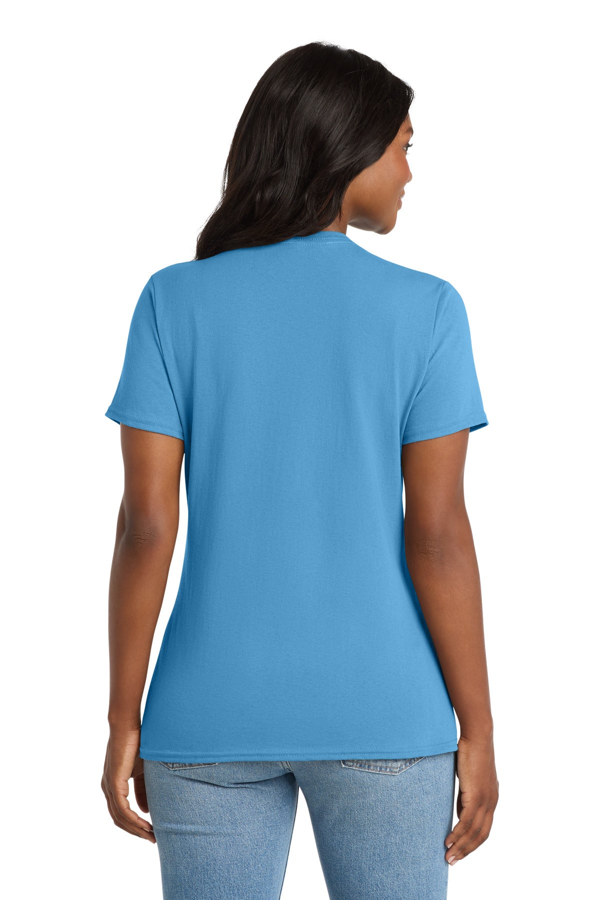 Port & Co Women's Core Cotton V-Neck Tee. LPC54V - Aquatic Blue - back