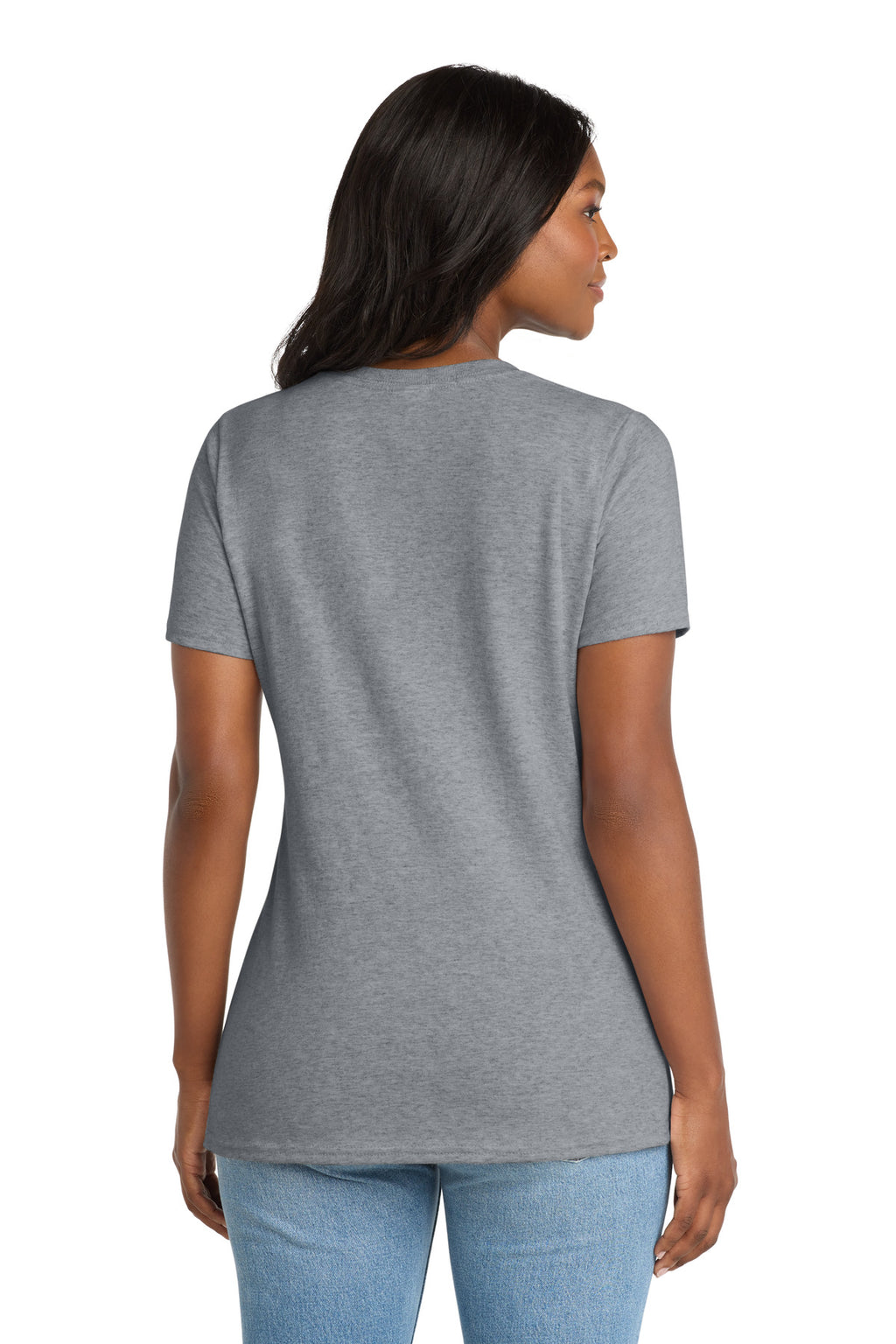 Port & Co Women's Core Cotton V-Neck Tee. LPC54V - Athletic Heather - back