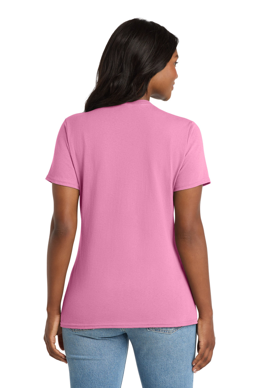 Port & Co Women's Core Cotton V-Neck Tee. LPC54V - Candy Pink - back