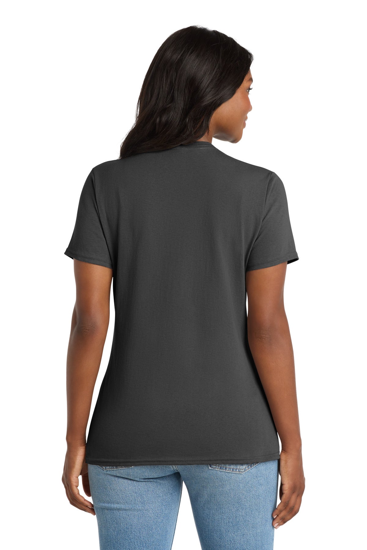 Port & Co Women's Core Cotton V-Neck Tee. LPC54V - Charcoal - back