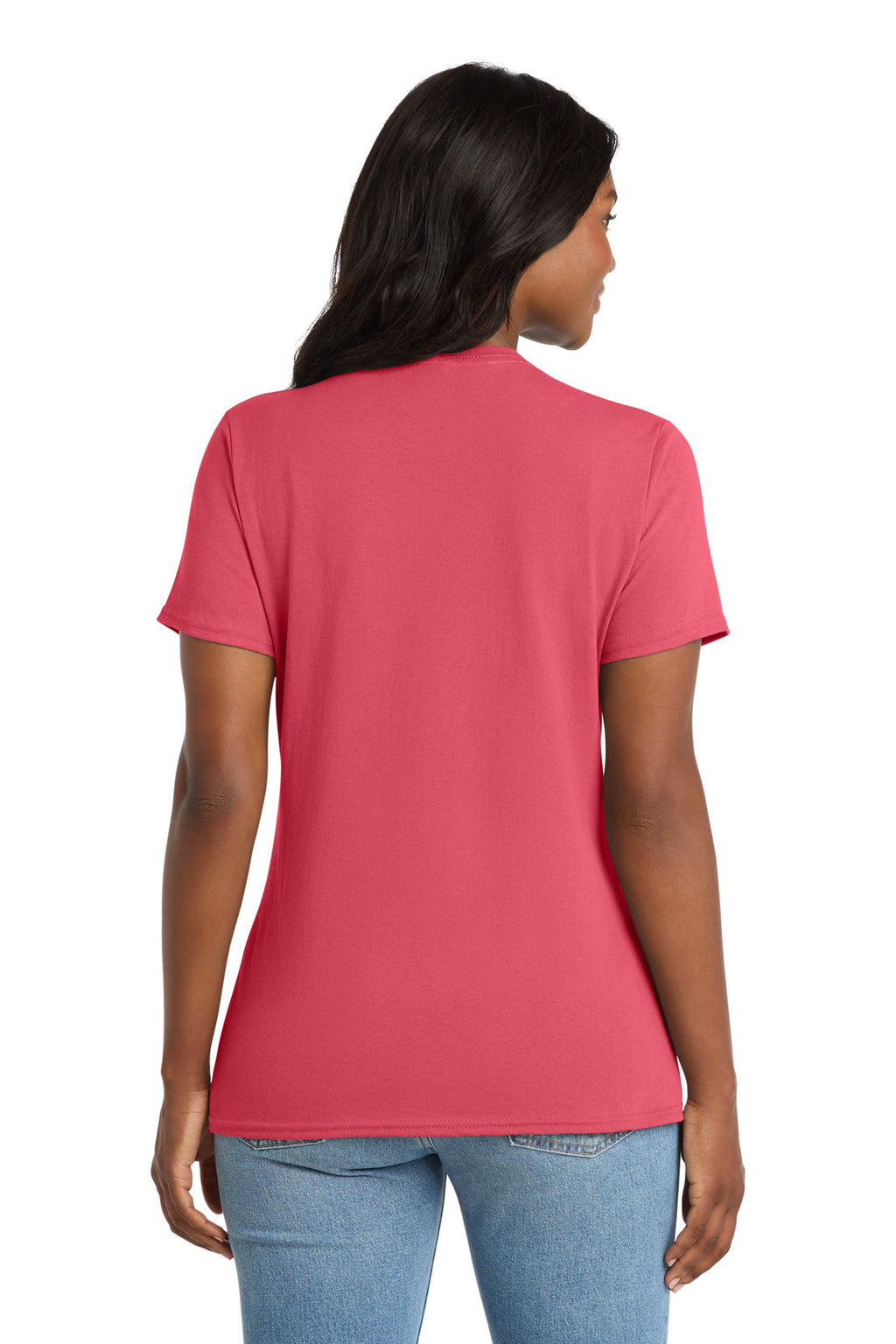 Port & Co Women's Core Cotton V-Neck Tee. LPC54V - Coral - back