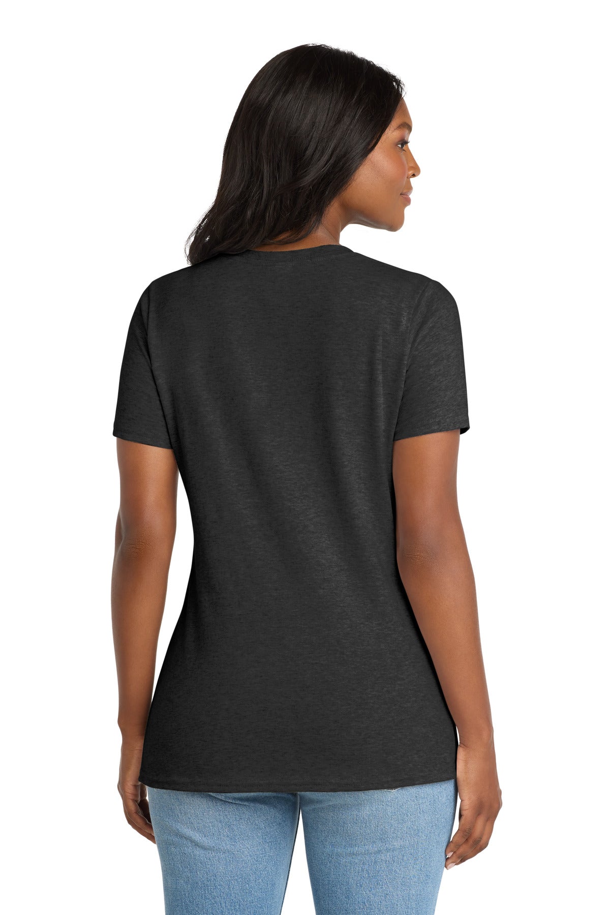 Port & Co Women's Core Cotton V-Neck Tee. LPC54V - Dark Heather Grey - back
