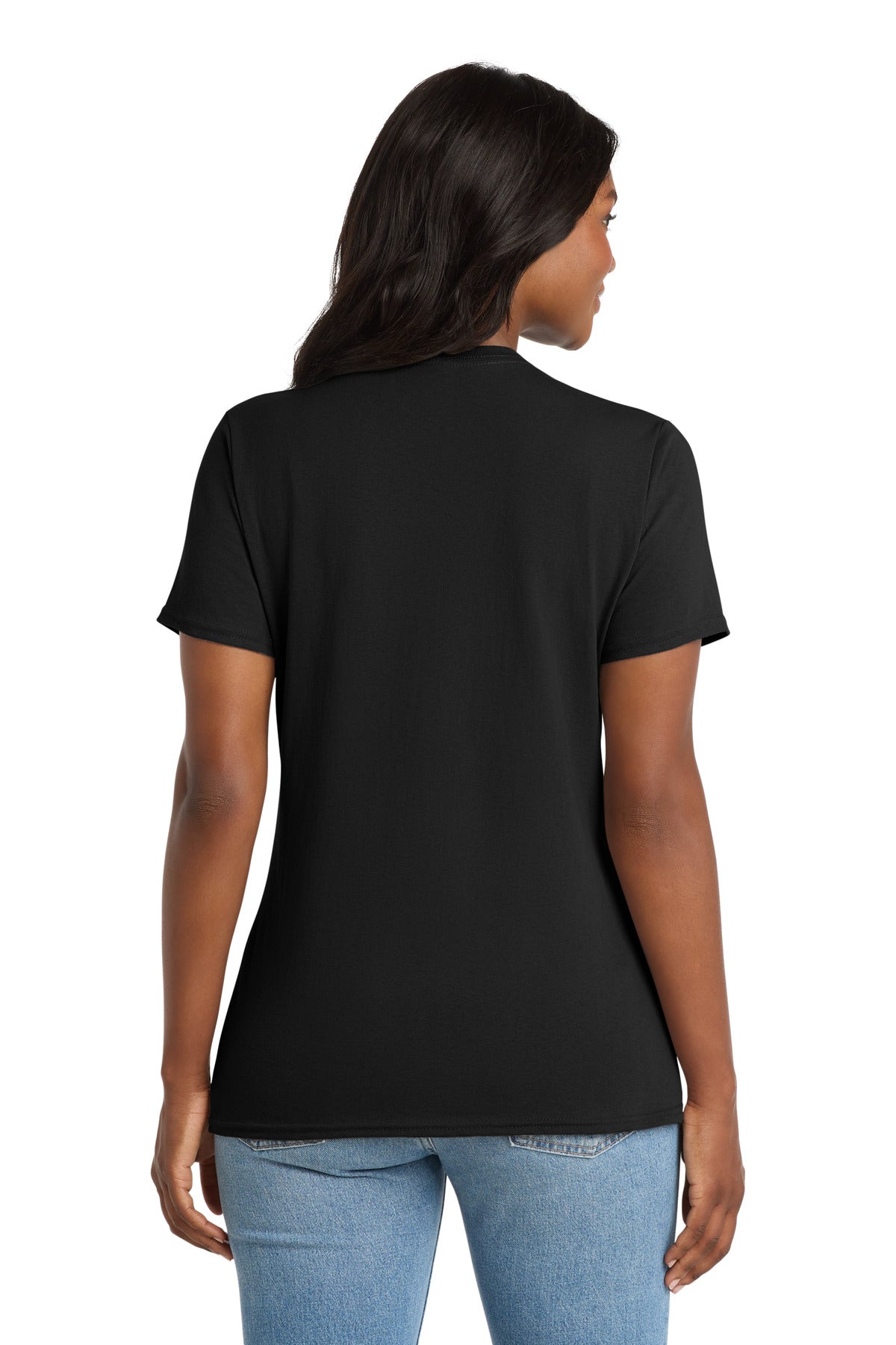 Port & Co Women's Core Cotton V-Neck Tee. LPC54V - Jet Black - back
