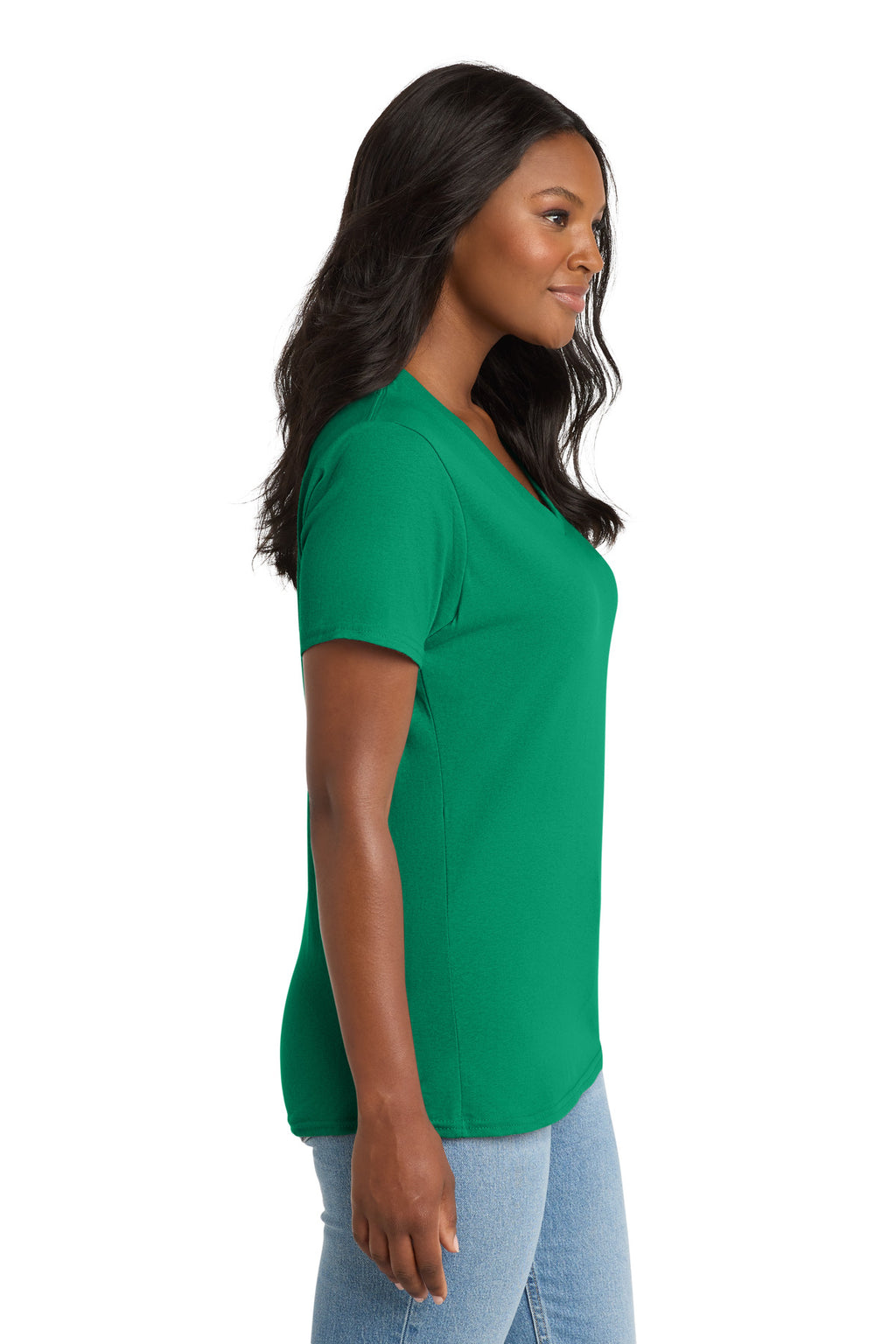 Port & Co Women's Core Cotton V-Neck Tee. LPC54V - Kelly - side