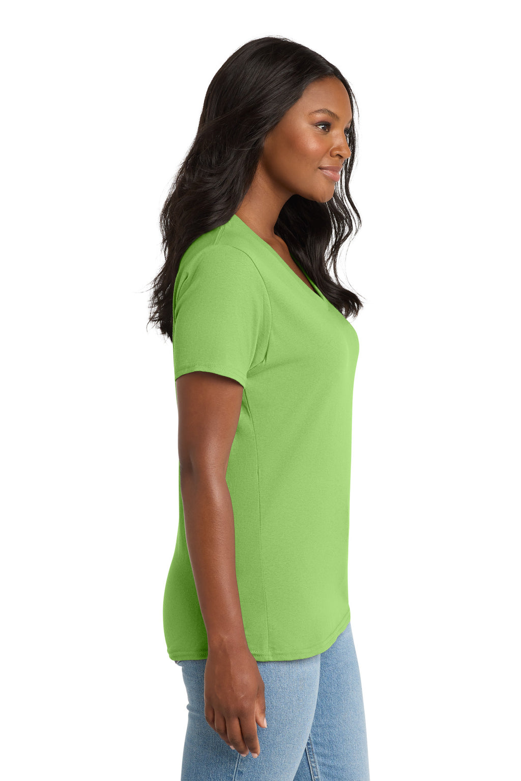 Port & Co Women's Core Cotton V-Neck Tee. LPC54V - Lime - side