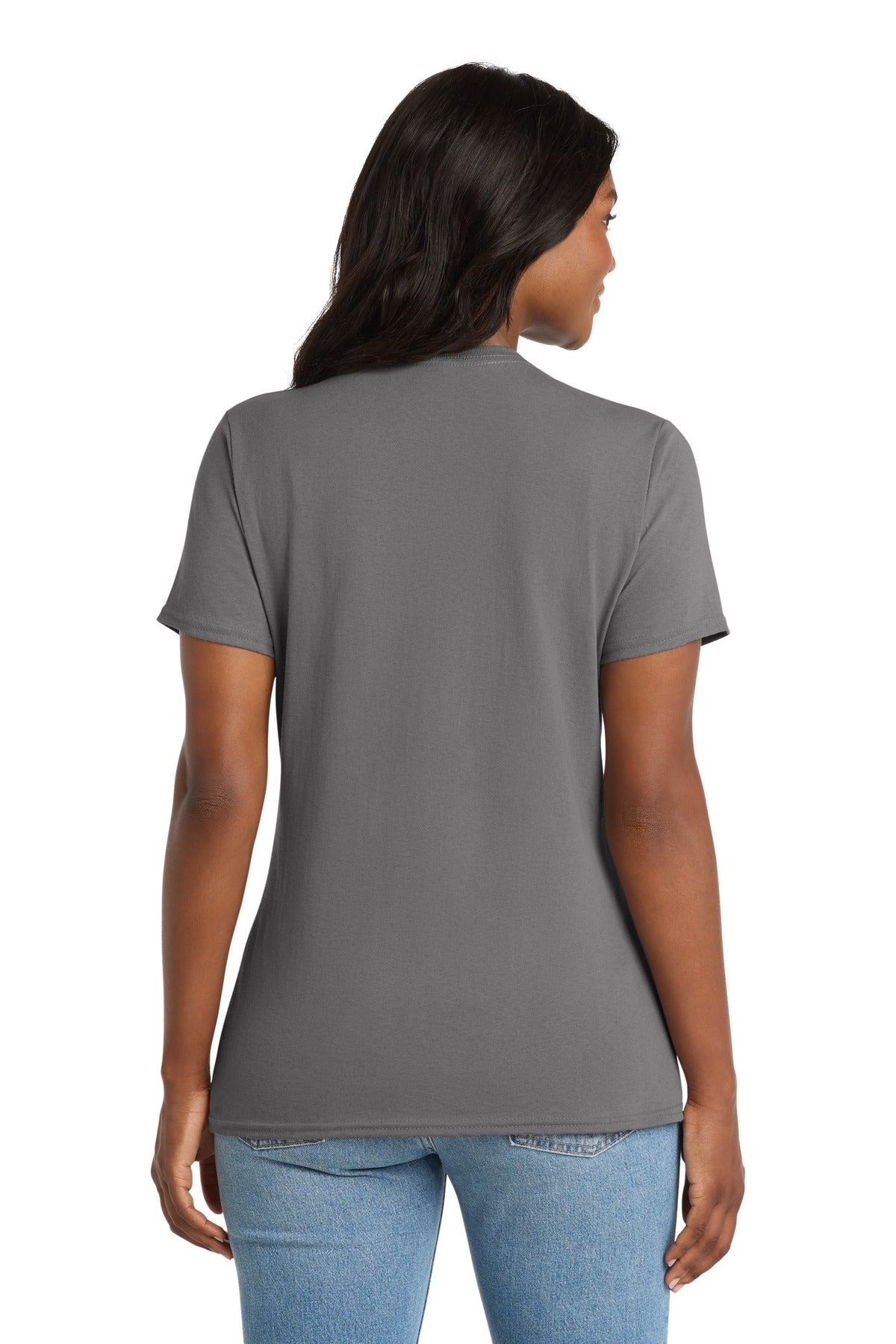 Port & Co Women's Core Cotton V-Neck Tee. LPC54V - Medium Grey - back