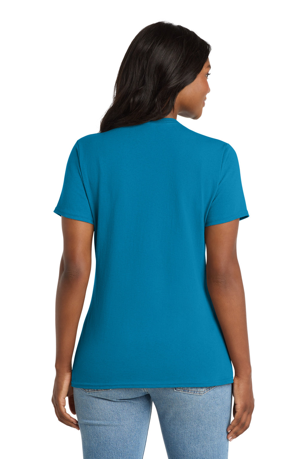 Port & Co Women's Core Cotton V-Neck Tee. LPC54V - Neon Blue - back
