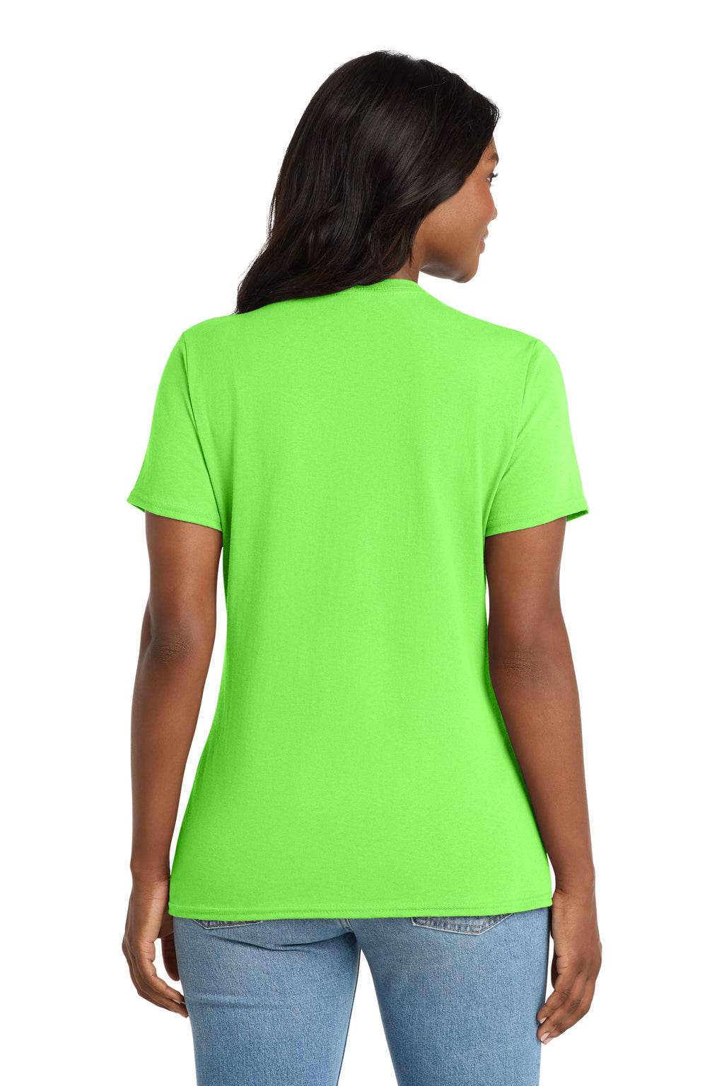 Port & Co Women's Core Cotton V-Neck Tee. LPC54V - Neon Green - back