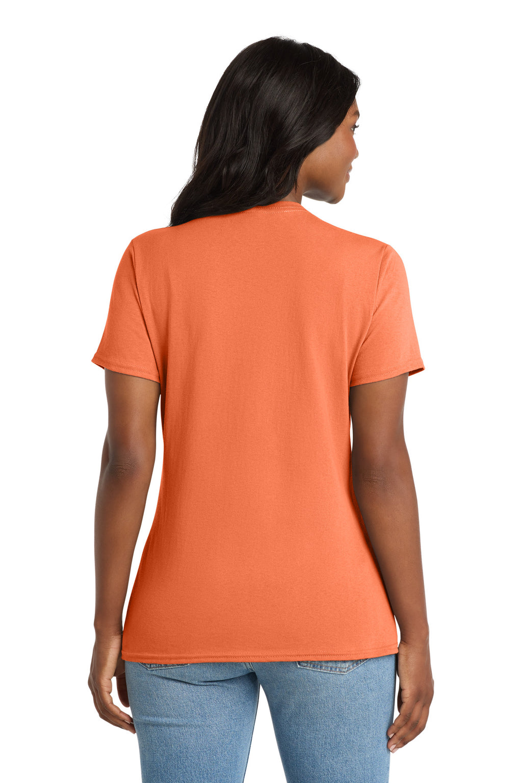 Port & Co Women's Core Cotton V-Neck Tee. LPC54V - Neon Orange - back