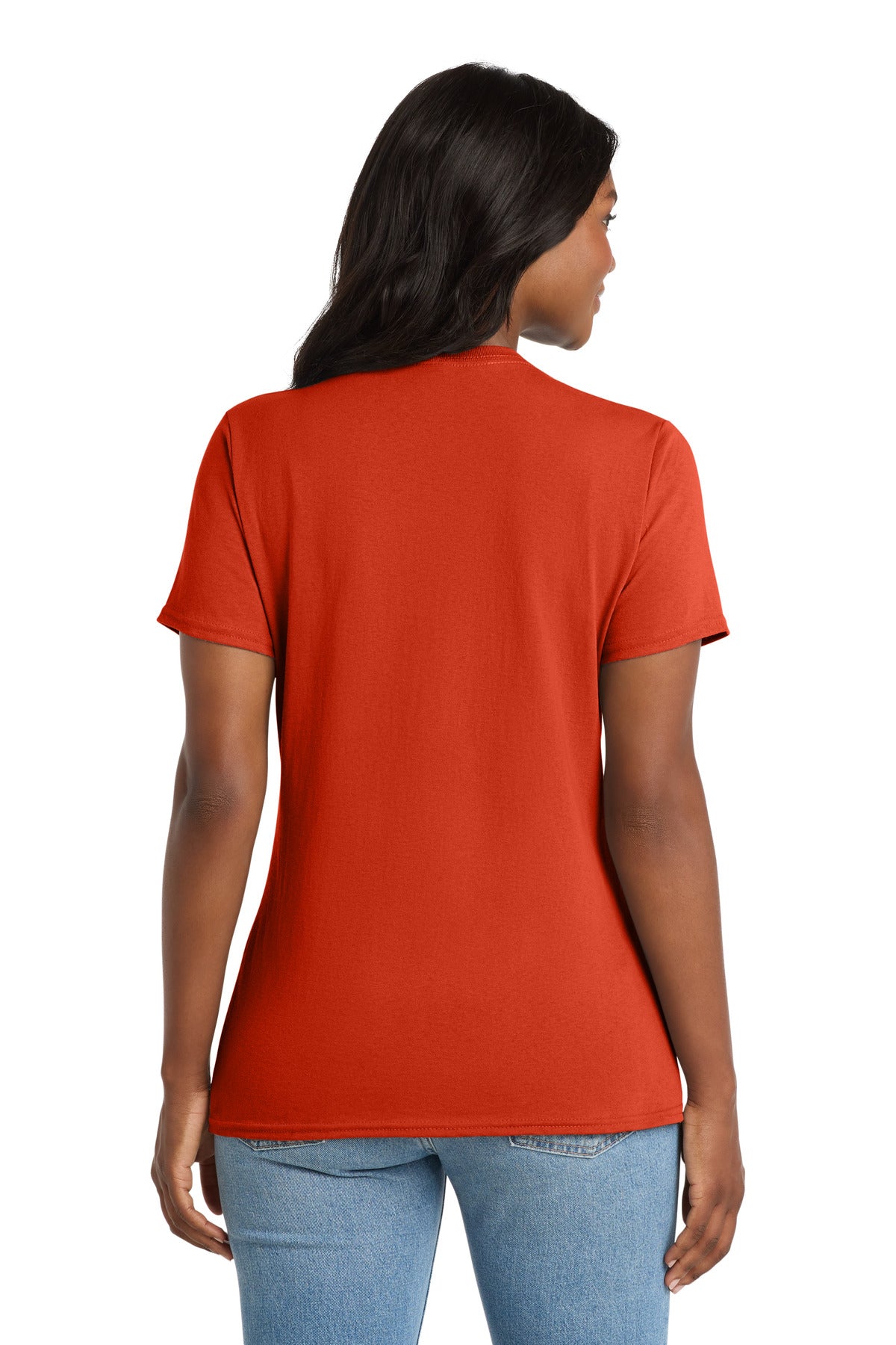 Port & Co Women's Core Cotton V-Neck Tee. LPC54V - Orange - back