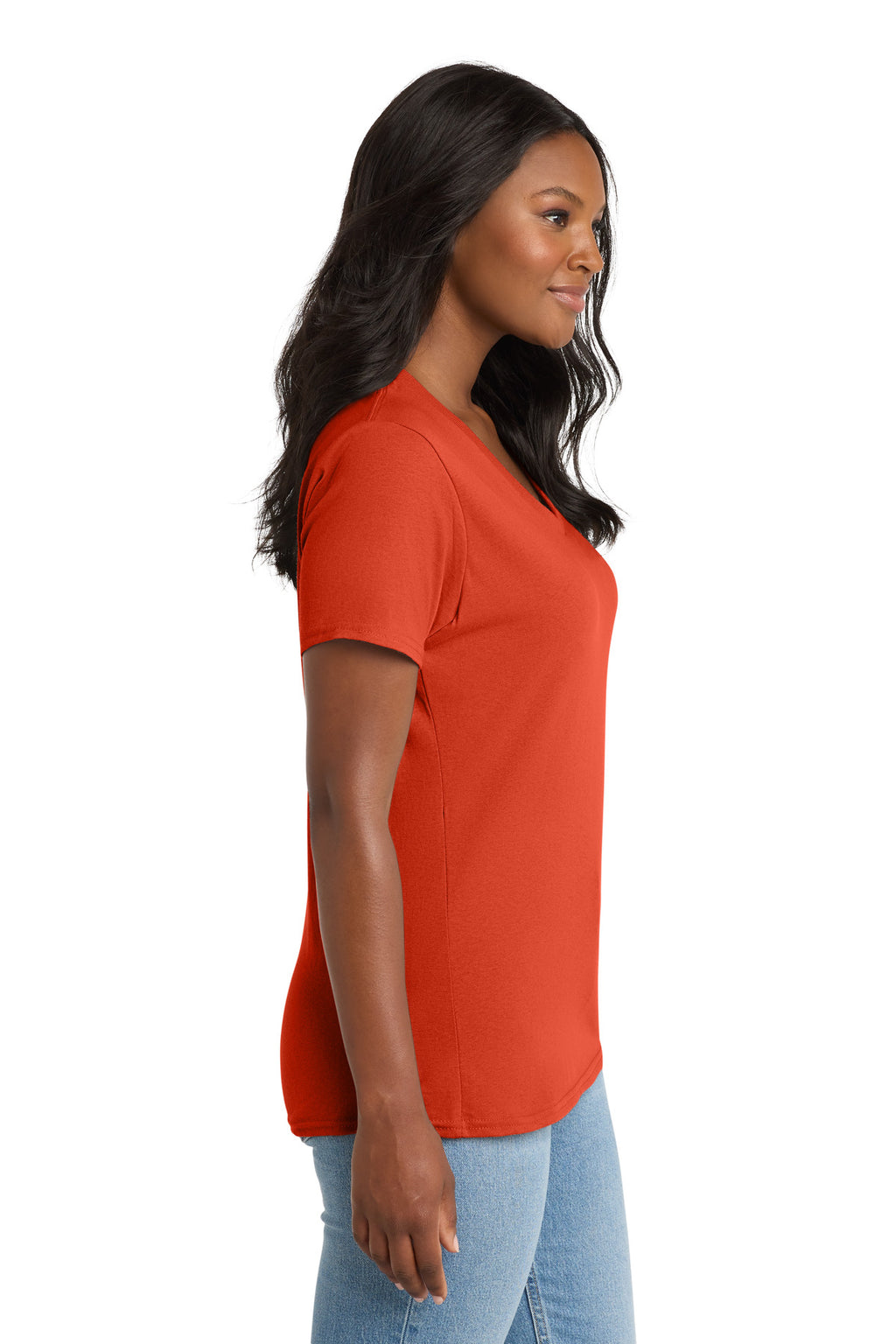 Port & Co Women's Core Cotton V-Neck Tee. LPC54V - Orange - side