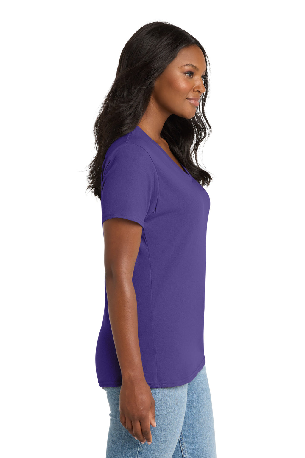 Port & Co Women's Core Cotton V-Neck Tee. LPC54V - Purple - side