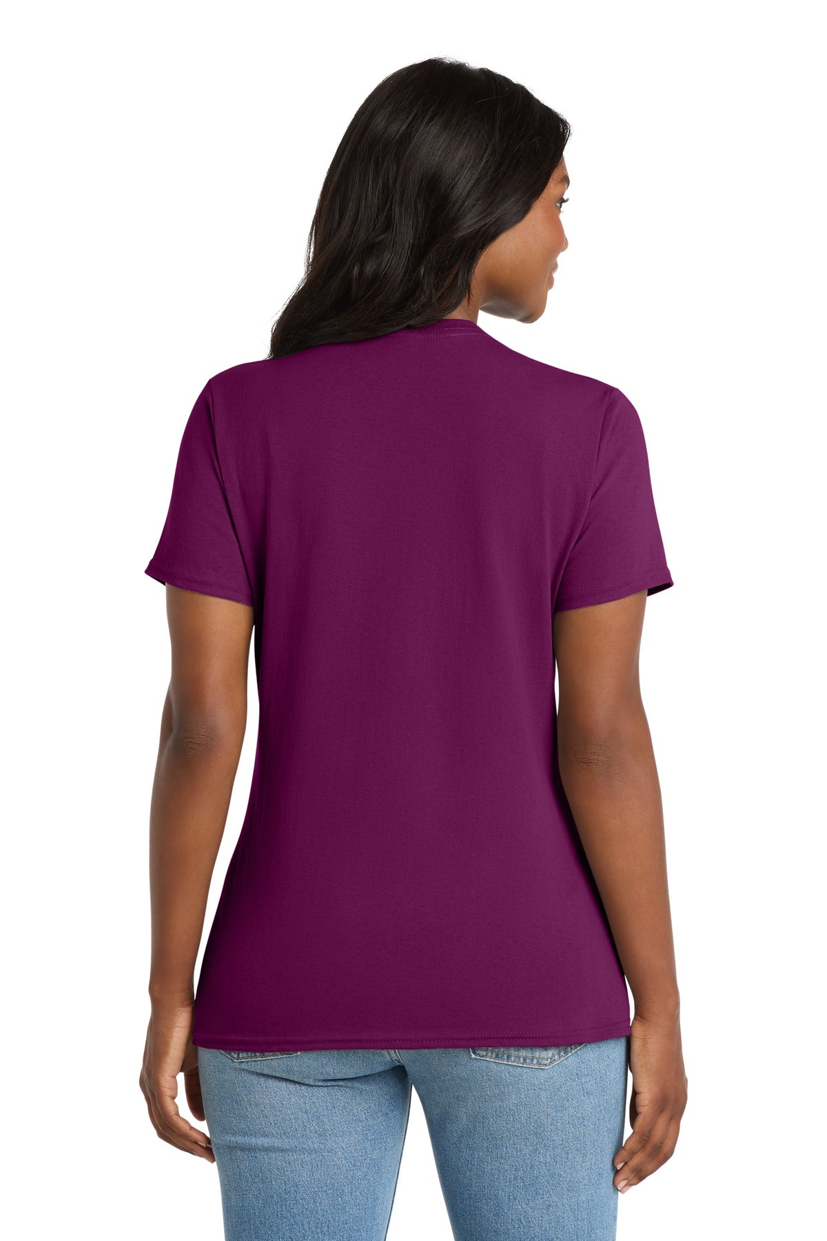 Port & Co Women's Core Cotton V-Neck Tee. LPC54V - Raspberry - back