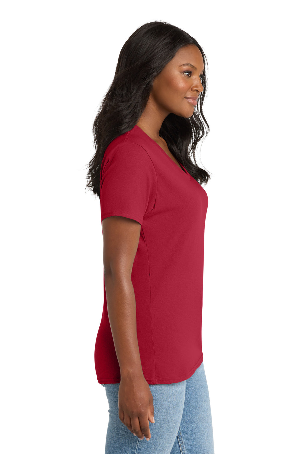 Port & Co Women's Core Cotton V-Neck Tee. LPC54V - Red - side