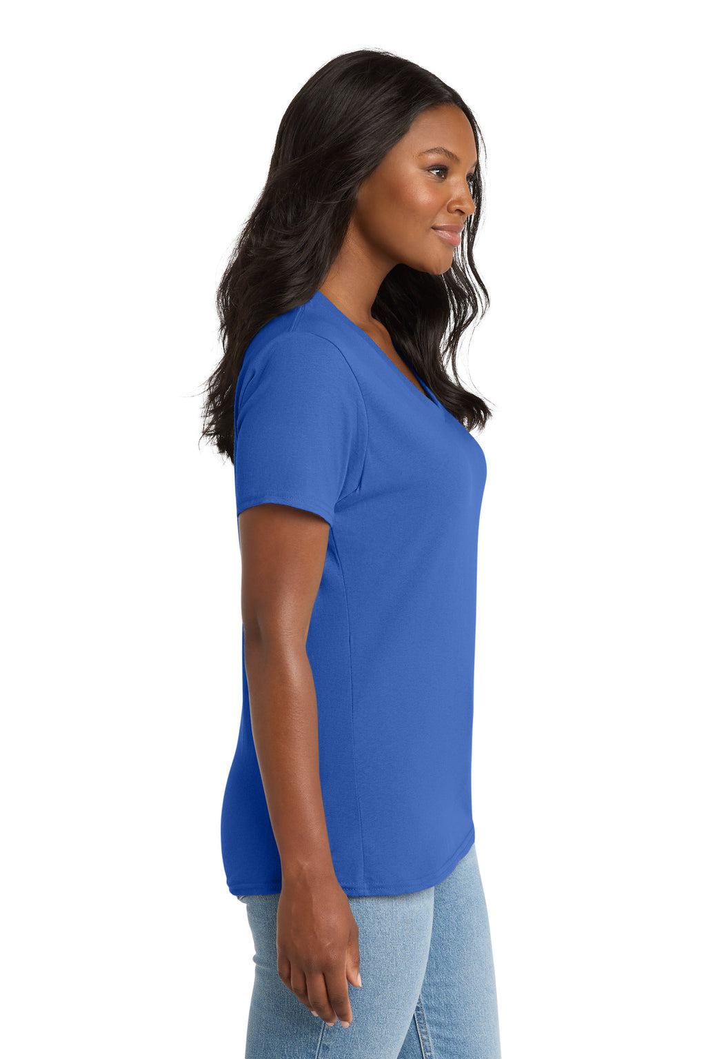 Port & Co Women's Core Cotton V-Neck Tee. LPC54V - Royal - side