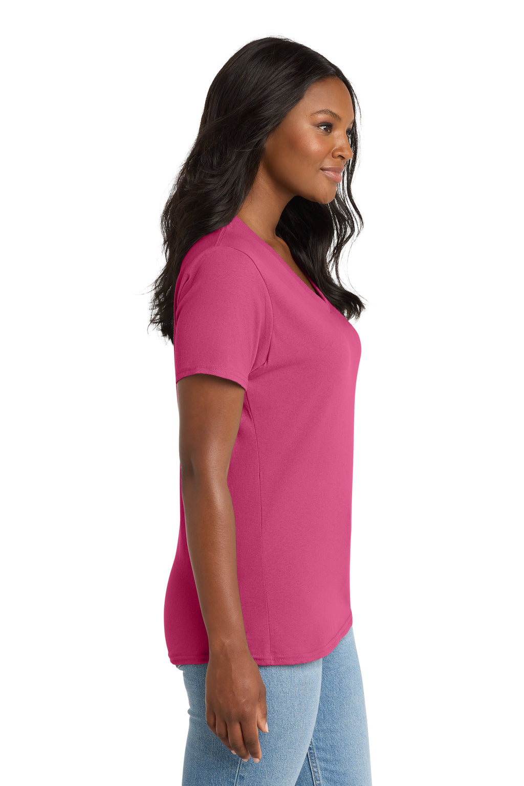 Port & Co Women's Core Cotton V-Neck Tee. LPC54V - Sangria - side