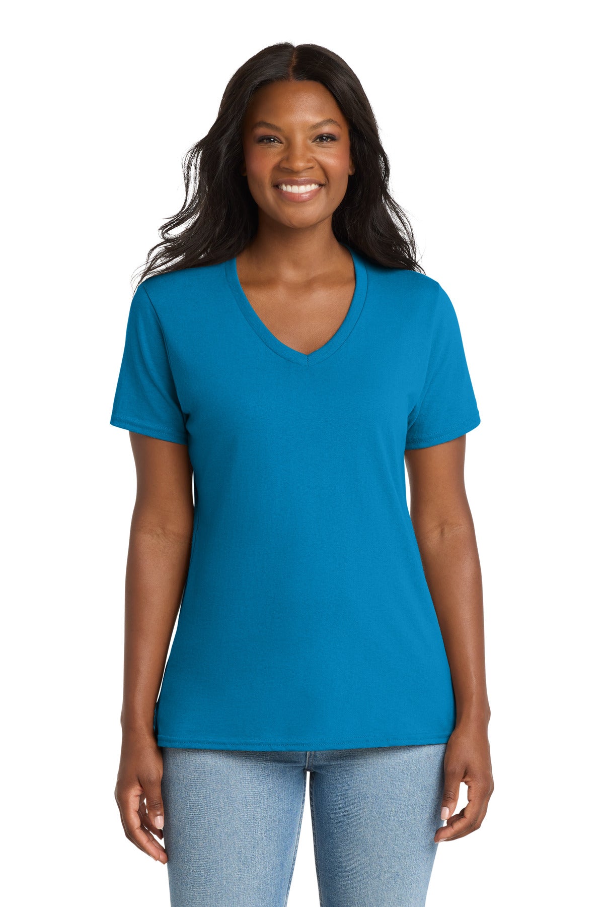 Port & Co Women's Core Cotton V-Neck Tee. LPC54V - Sapphire - front