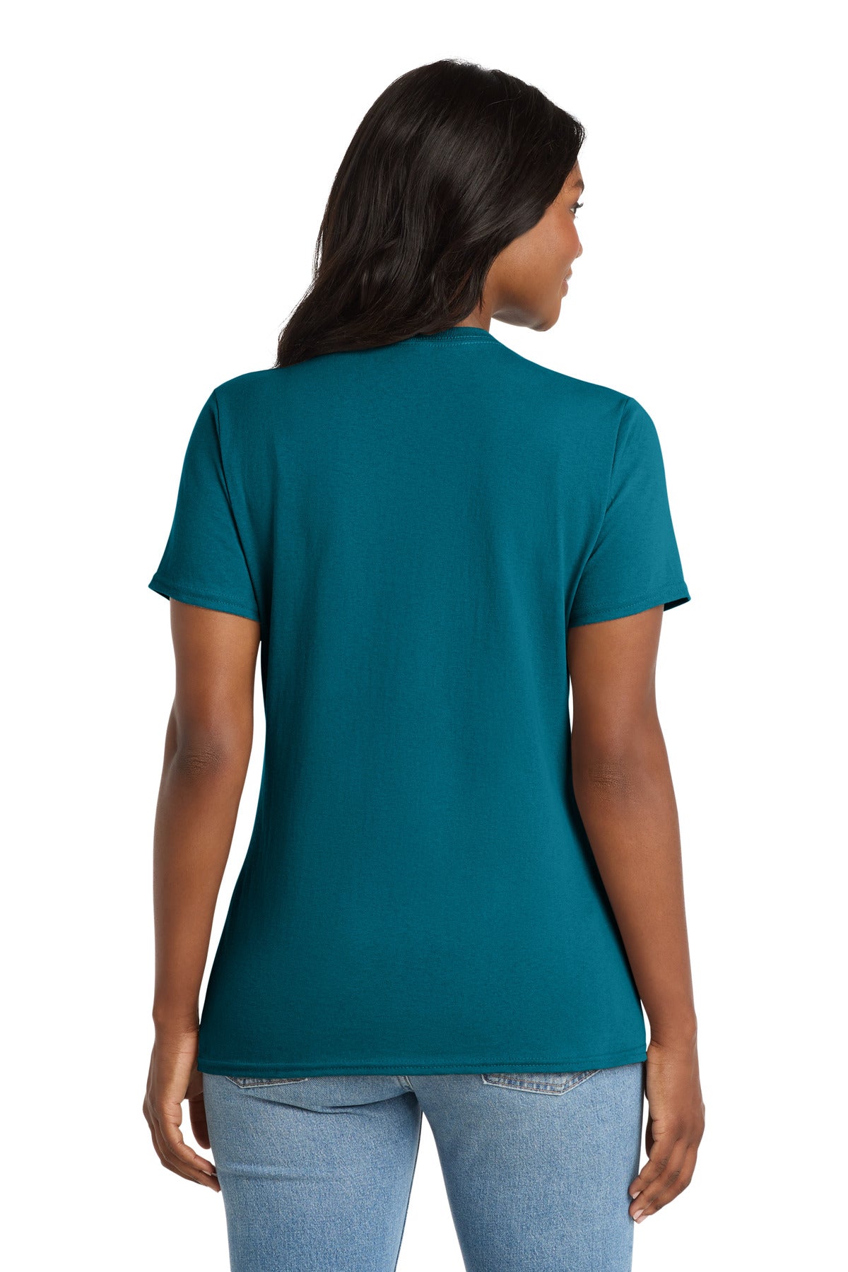 Port & Co Women's Core Cotton V-Neck Tee. LPC54V - Teal - back