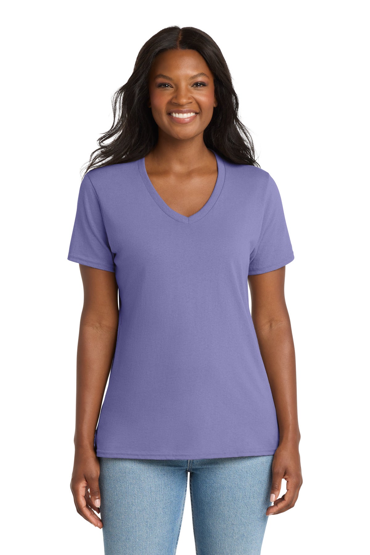 Port & Co Women's Core Cotton V-Neck Tee. LPC54V - Violet - front