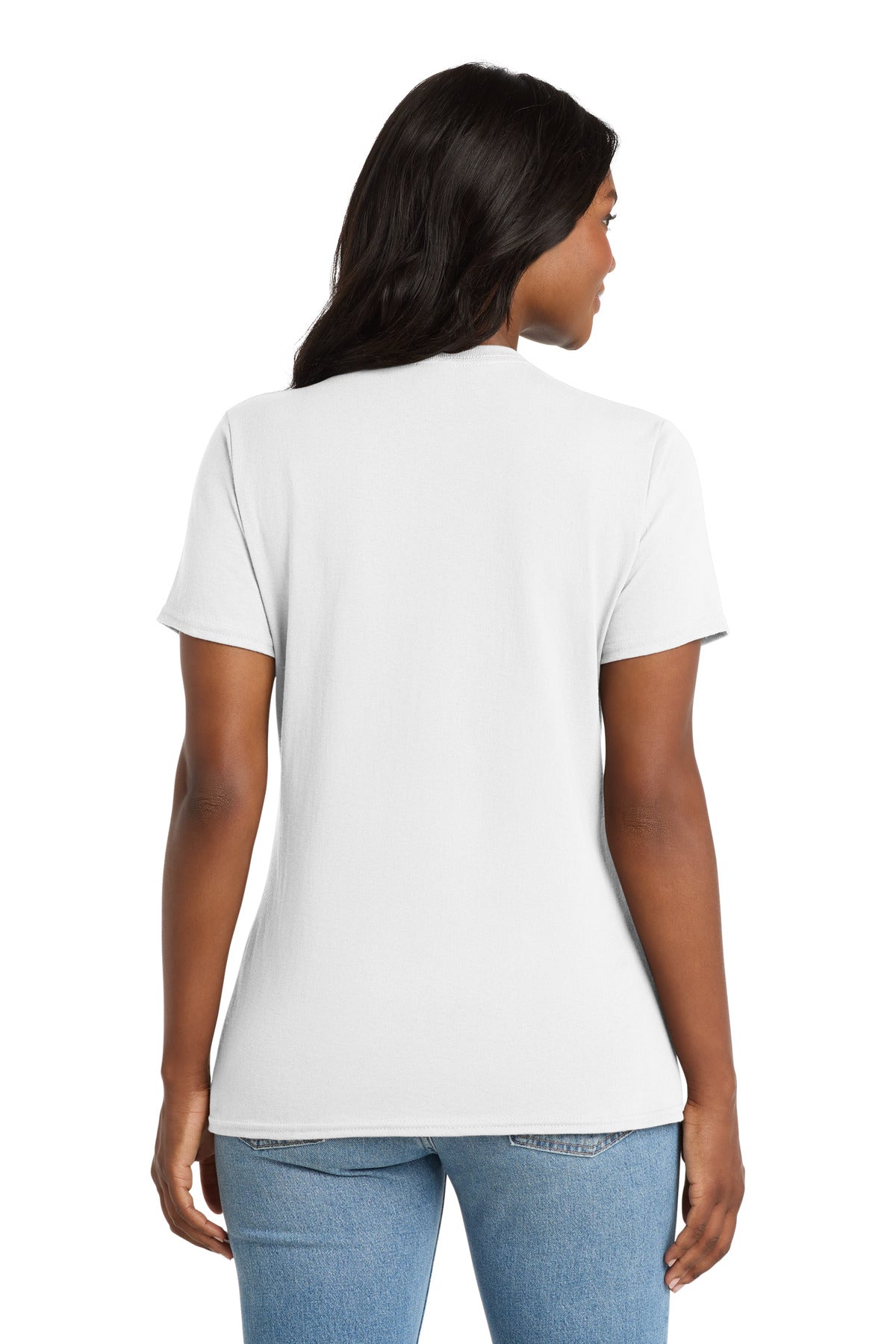 Port & Co Women's Core Cotton V-Neck Tee. LPC54V - White - back