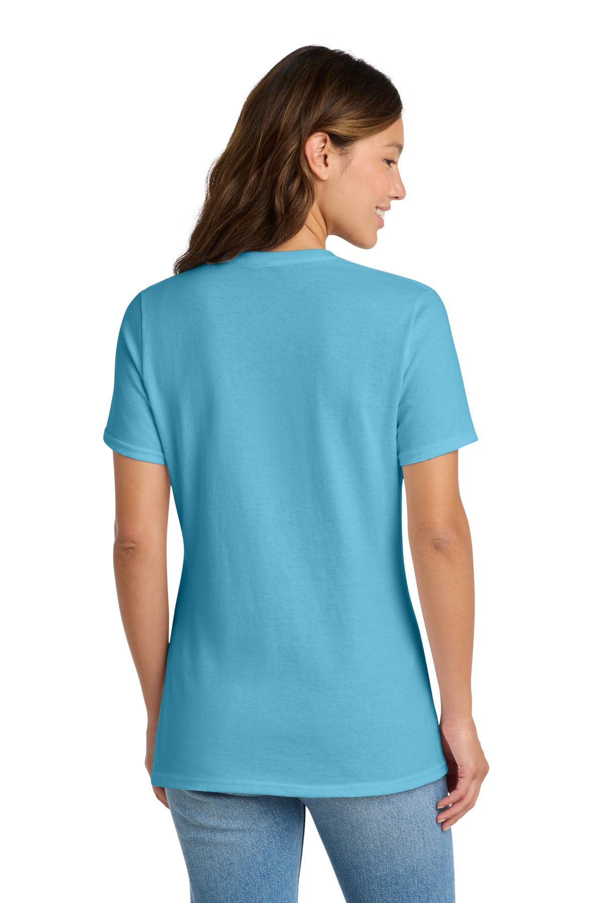 Port & Co Women's Core Cotton Tee. LPC54 - Aquatic Blue - back