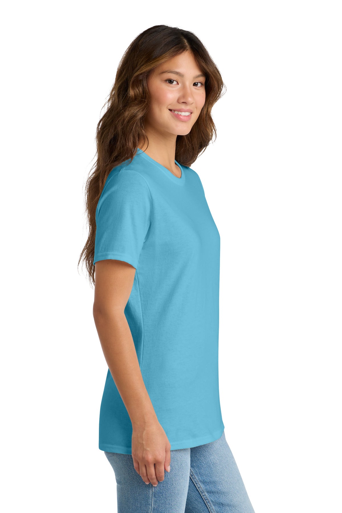 Port & Co Women's Core Cotton Tee. LPC54 - Aquatic Blue - side