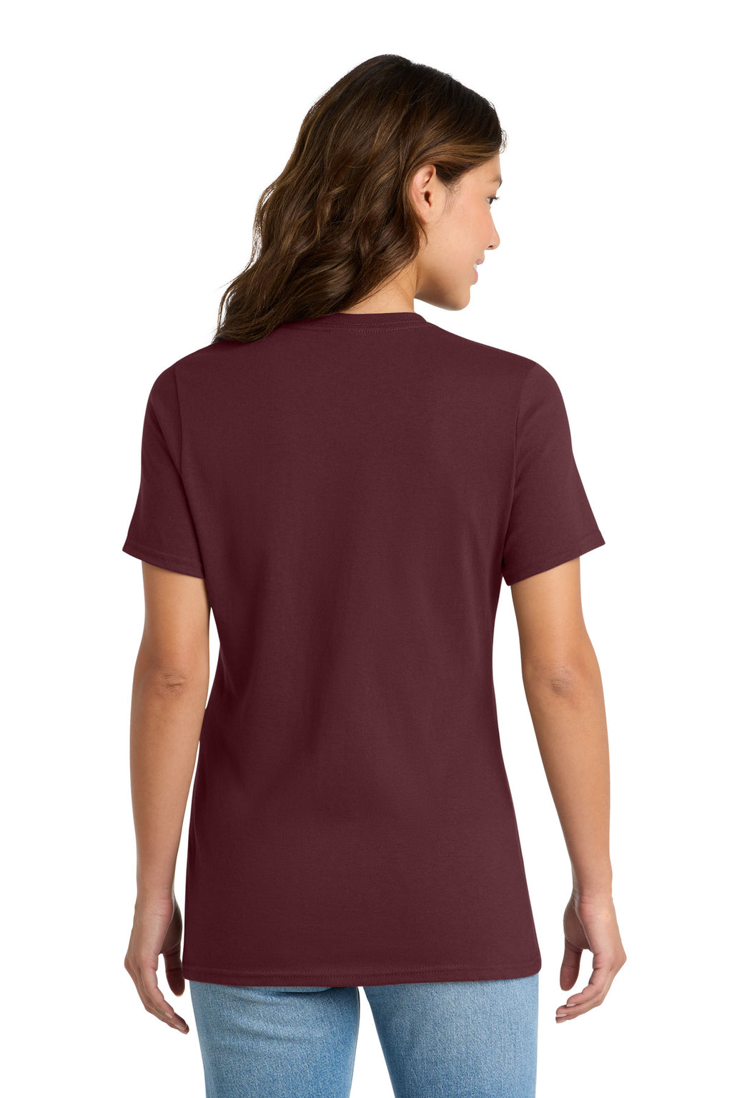 Port & Co Women's Core Cotton Tee. LPC54 - Athletic Maroon - back