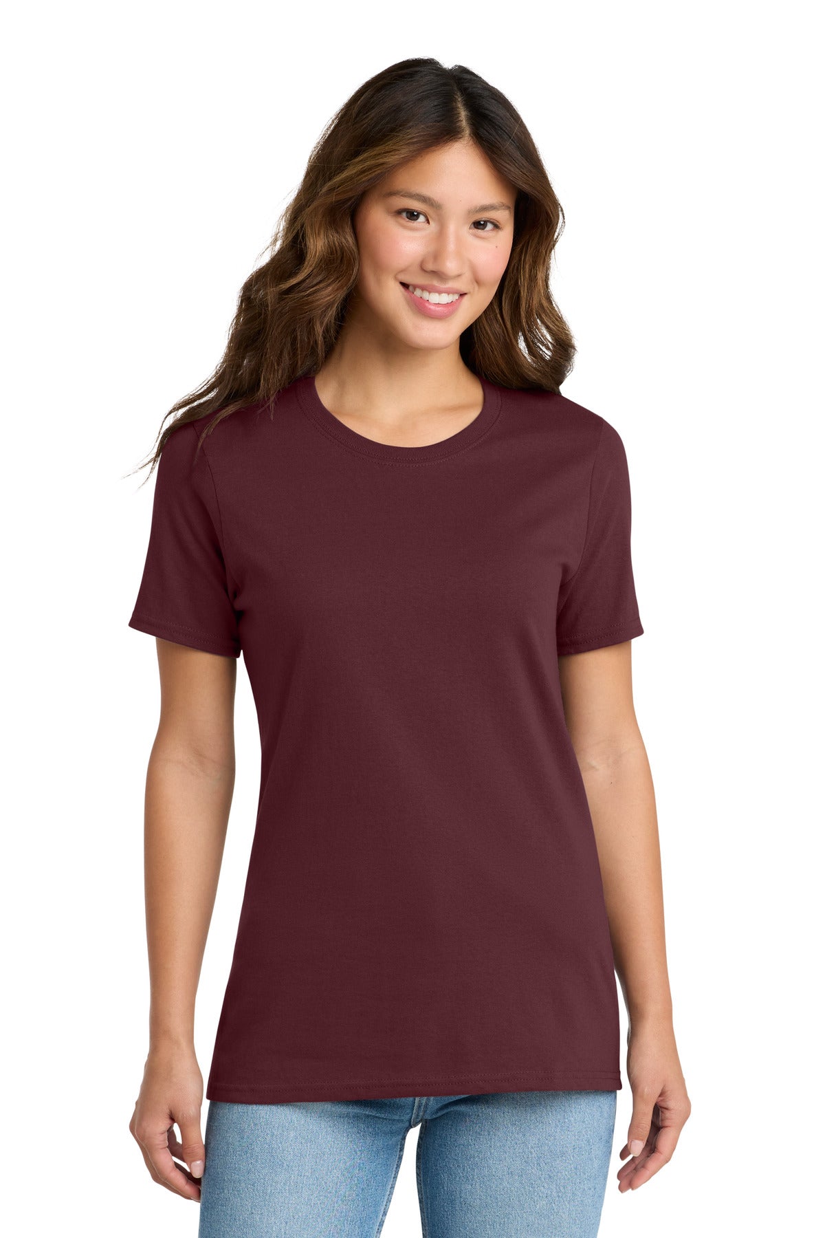 Port & Co Women's Core Cotton Tee. LPC54 - Athletic Maroon - front