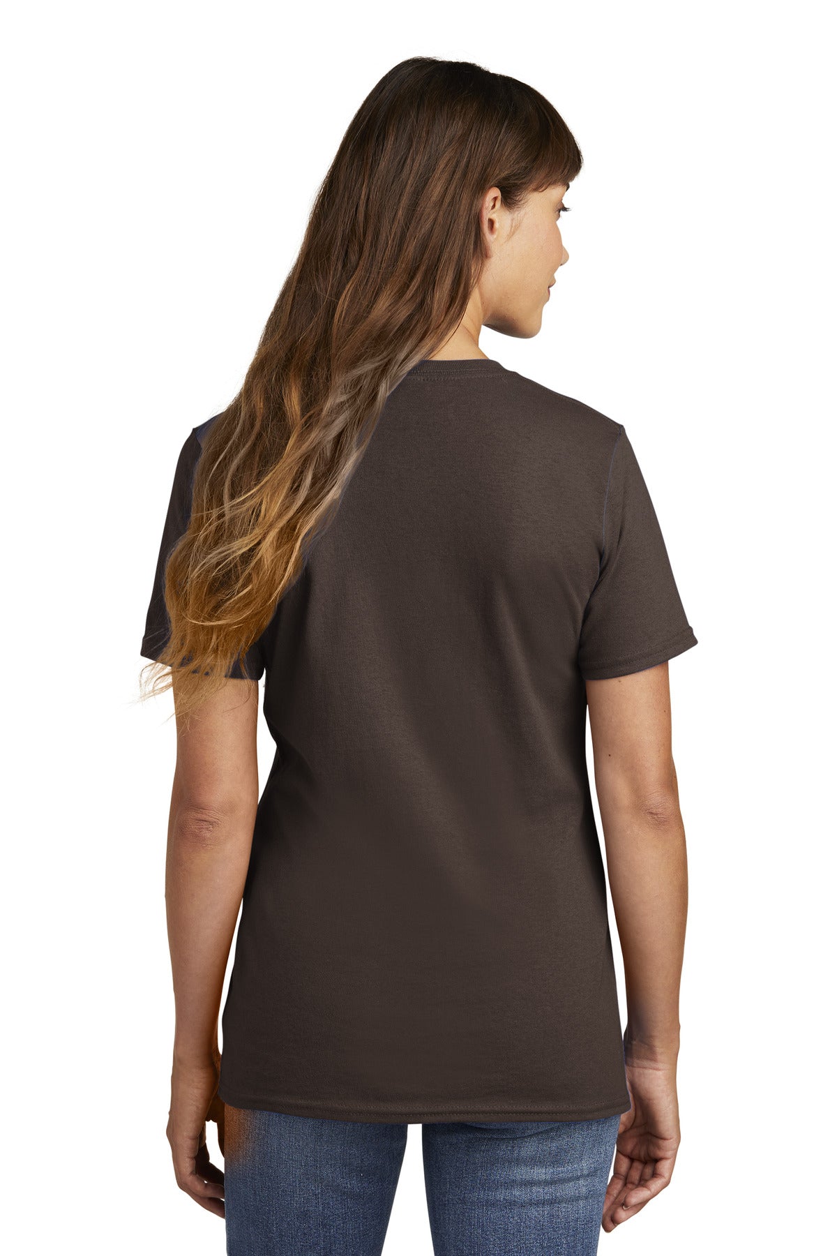 Port & Co Women's Core Cotton Tee. LPC54 - Dark Chocolate Brown - back