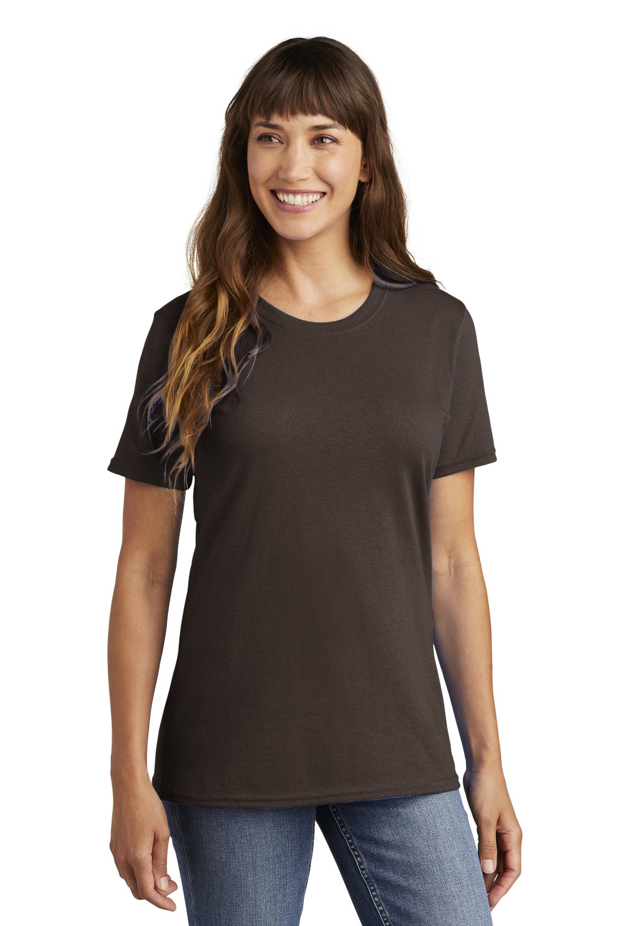 Port & Co Women's Core Cotton Tee. LPC54 - Dark Chocolate Brown - front