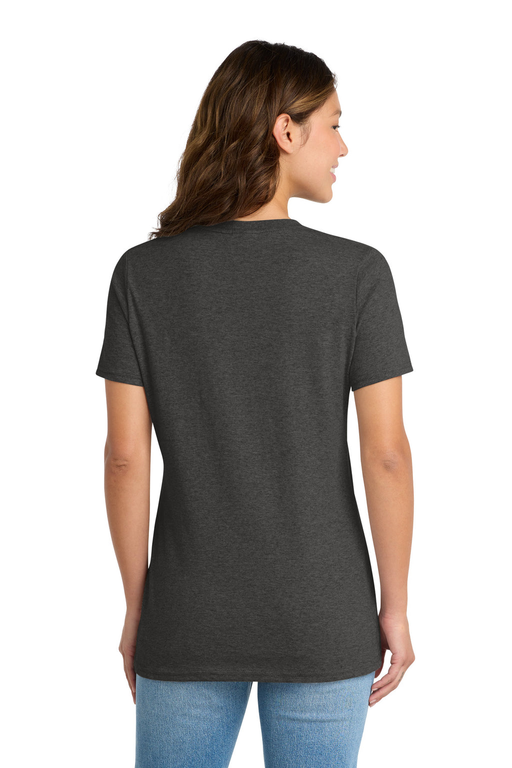 Port & Co Women's Core Cotton Tee. LPC54 - Dark Heather Grey - back
