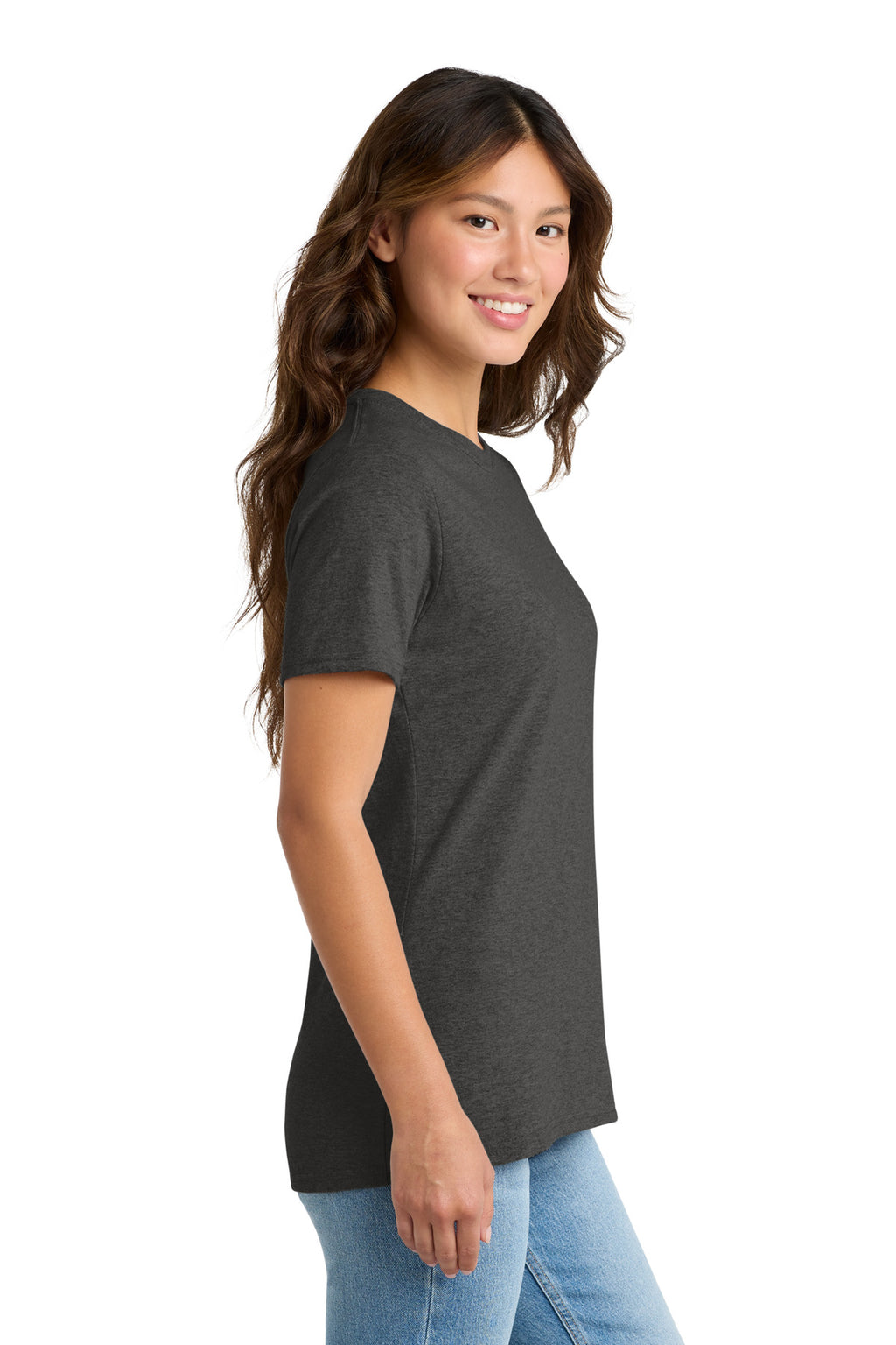 Port & Co Women's Core Cotton Tee. LPC54 - Dark Heather Grey - side