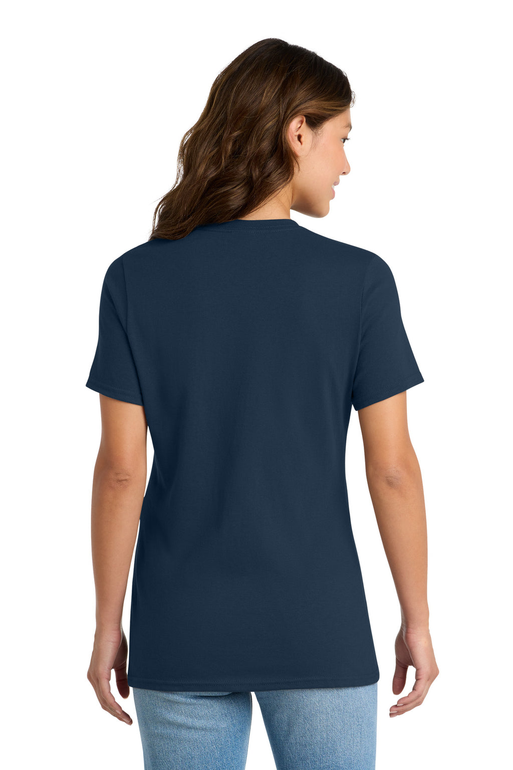 Port & Co Women's Core Cotton Tee. LPC54 - Navy - back