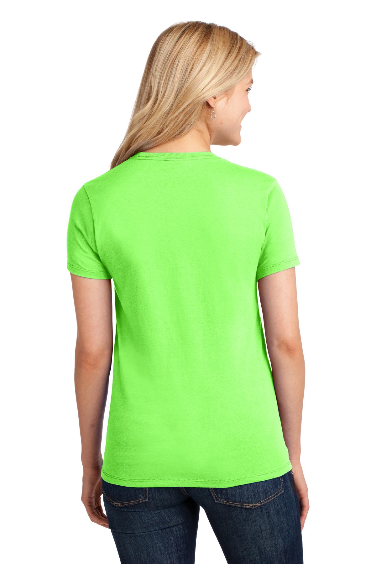 Port & Co Women's Core Cotton Tee. LPC54 - Neon Green - back