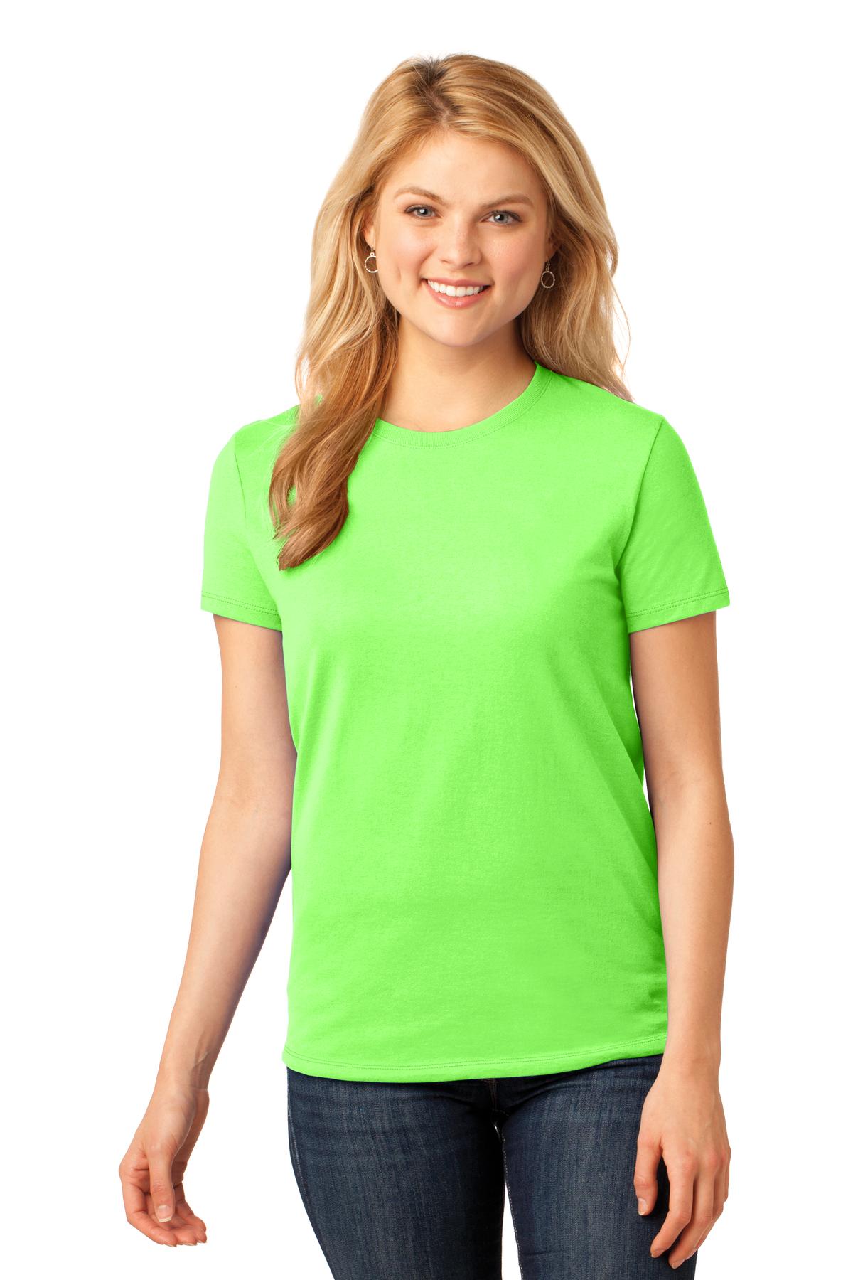 Port & Co Women's Core Cotton Tee. LPC54 - Neon Green - front