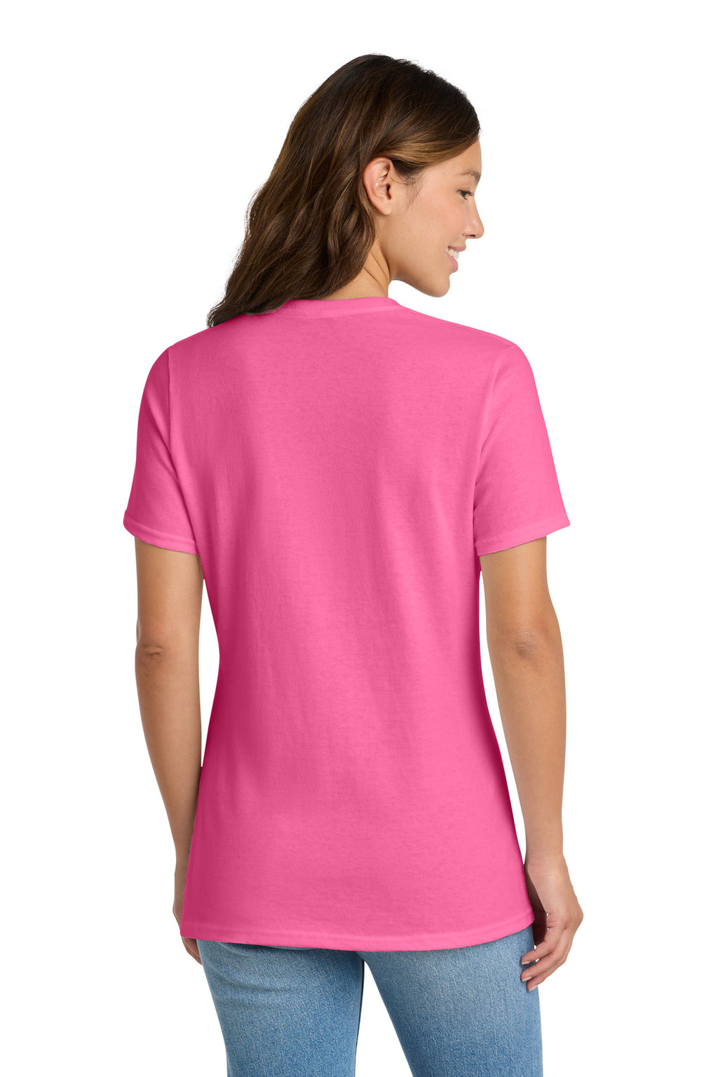 Port & Co Women's Core Cotton Tee. LPC54 - Neon Pink - back