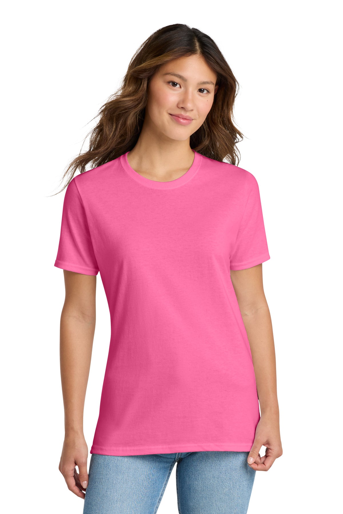 Port & Co Women's Core Cotton Tee. LPC54 - Neon Pink - front