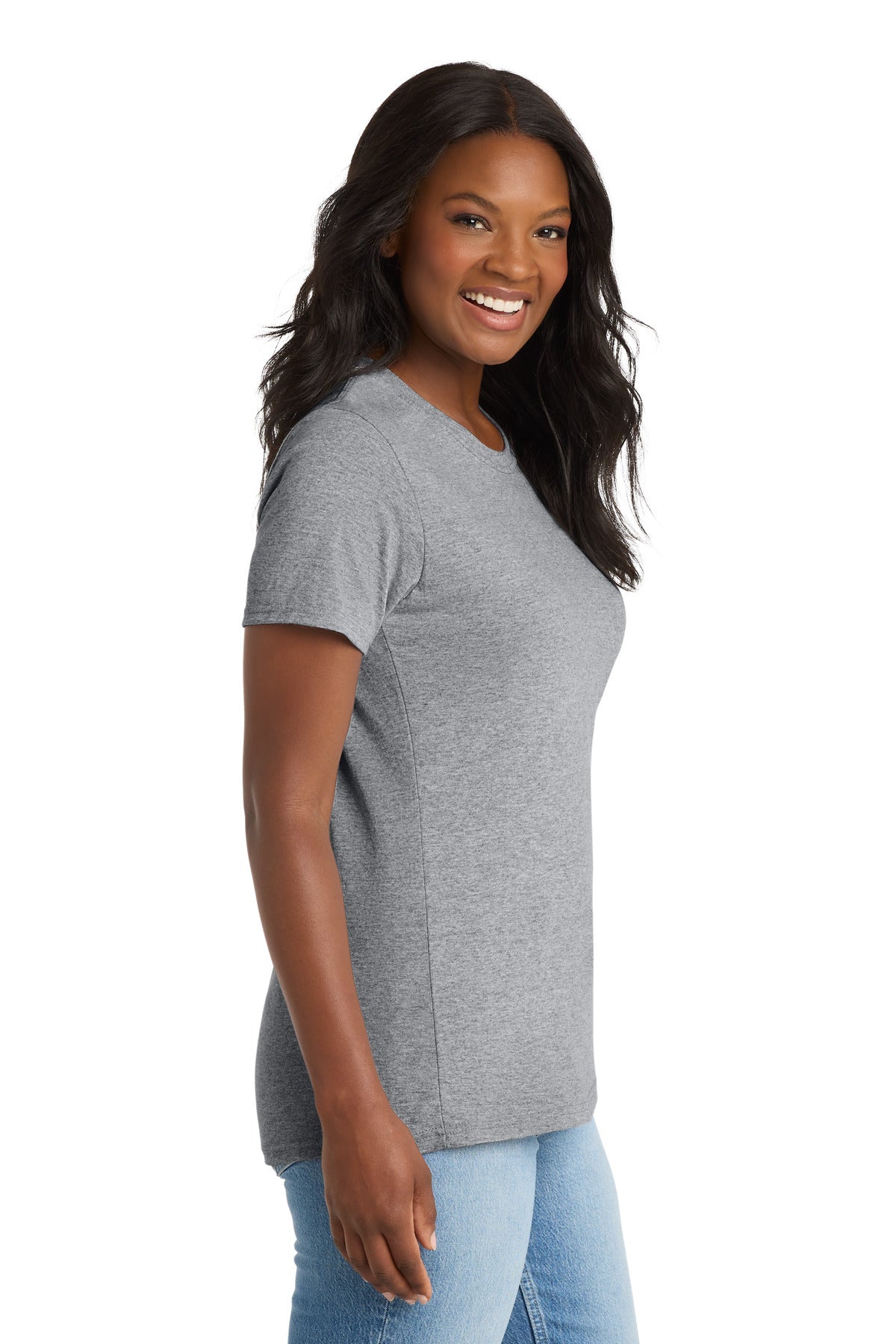 Port & Co Women's Core Blend Tee. LPC55 - Athletic Heather - side
