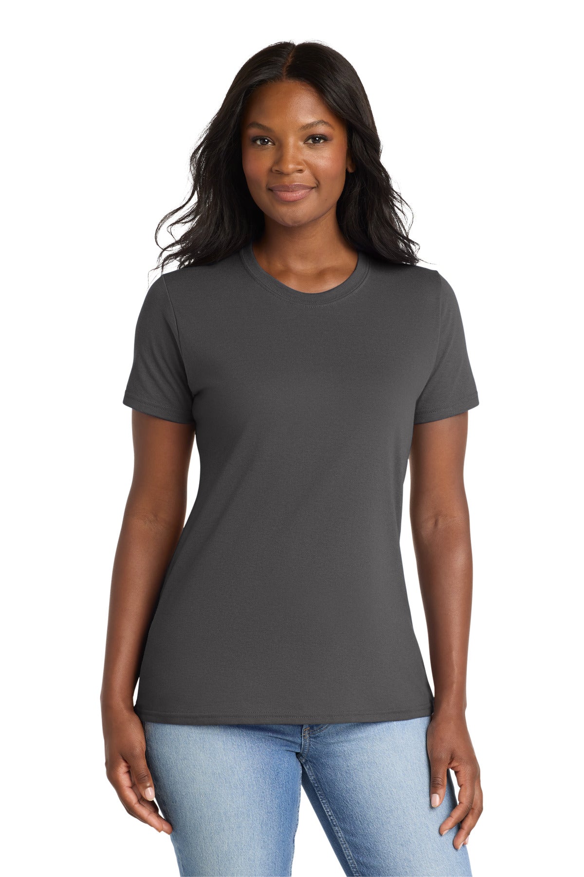 Port & Co Women's Core Blend Tee. LPC55 - Charcoal - front