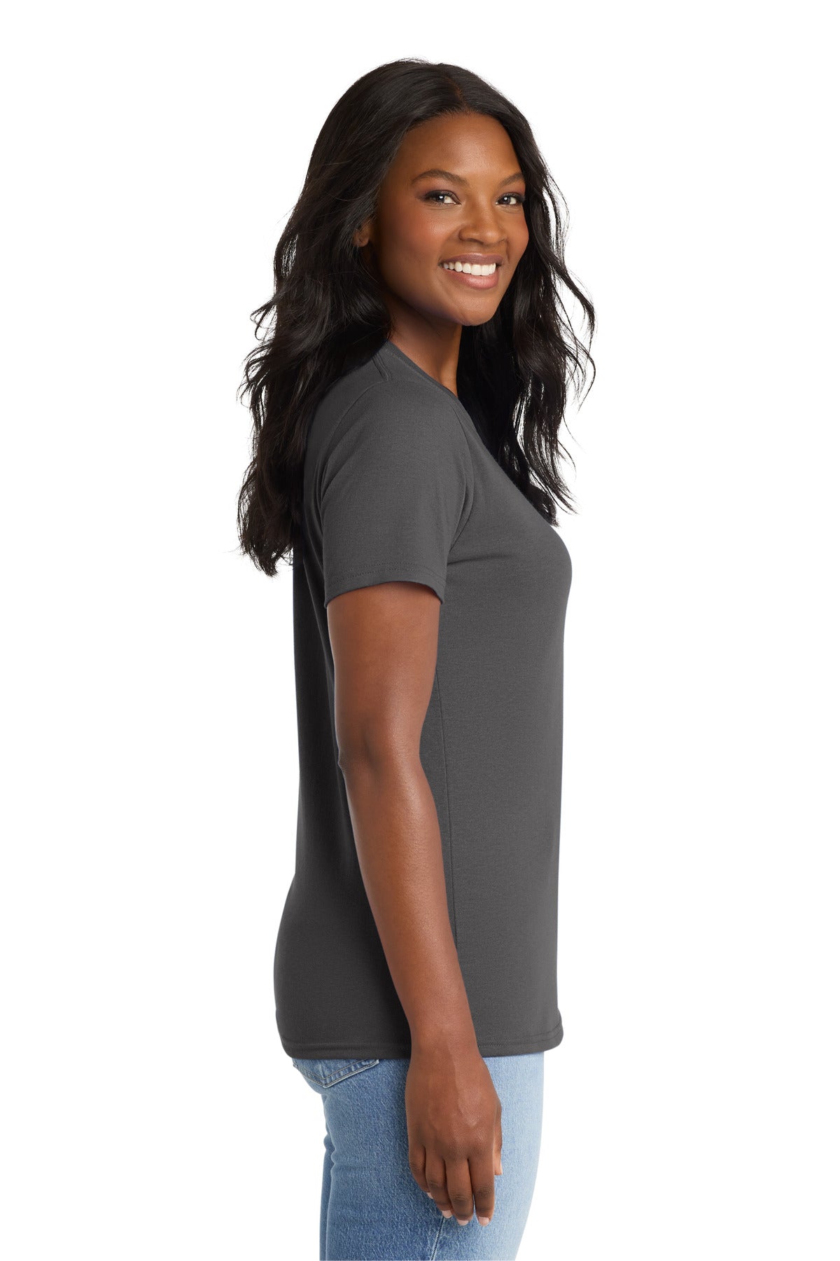 Port & Co Women's Core Blend Tee. LPC55 - Charcoal - side