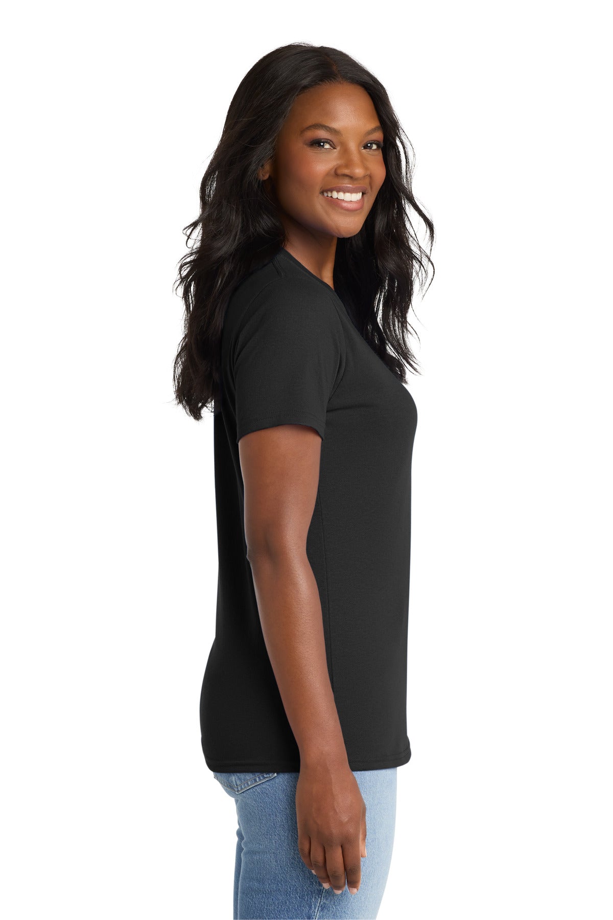 Port & Co Women's Core Blend Tee. LPC55 - Jet Black - side